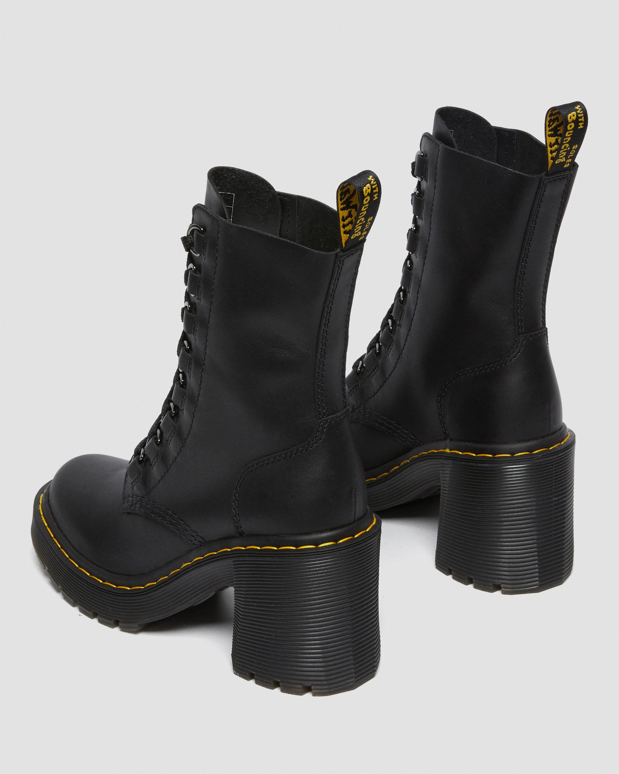 DR MARTENS Chesney Leather Flared Heel Lace Up Boots