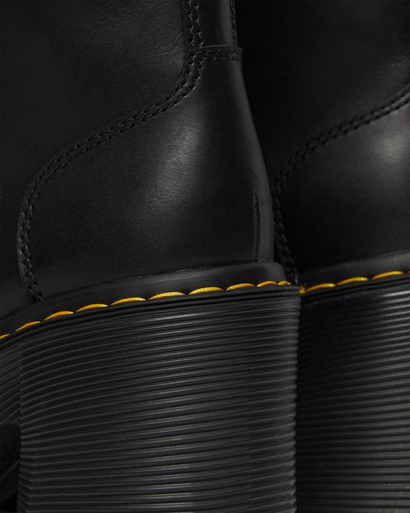 Chesney Leather Flared Heel Lace Up Boots in Black | Dr. Martens Chesney Leather Flared Heel Lace Up Boots in Black | Dr. Martens