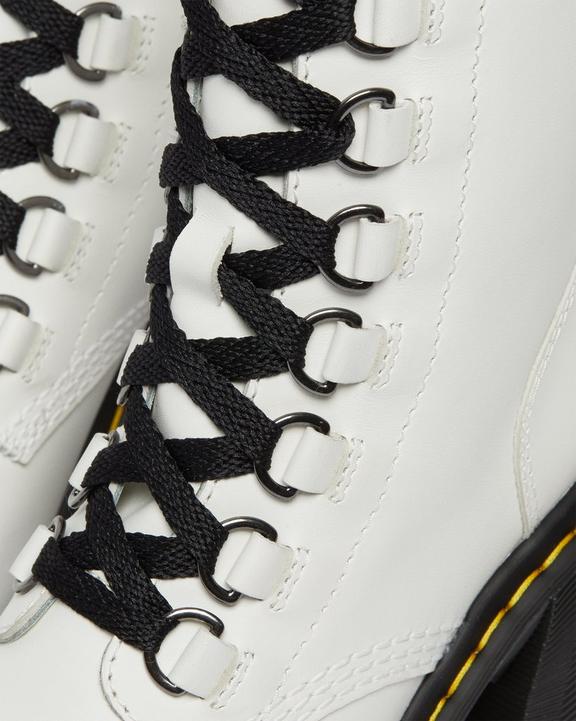 Chesney Leather Flared Heel Lace Up Boots in White | Dr. Martens Chesney Leather Flared Heel Lace Up Boots in White | Dr. Martens