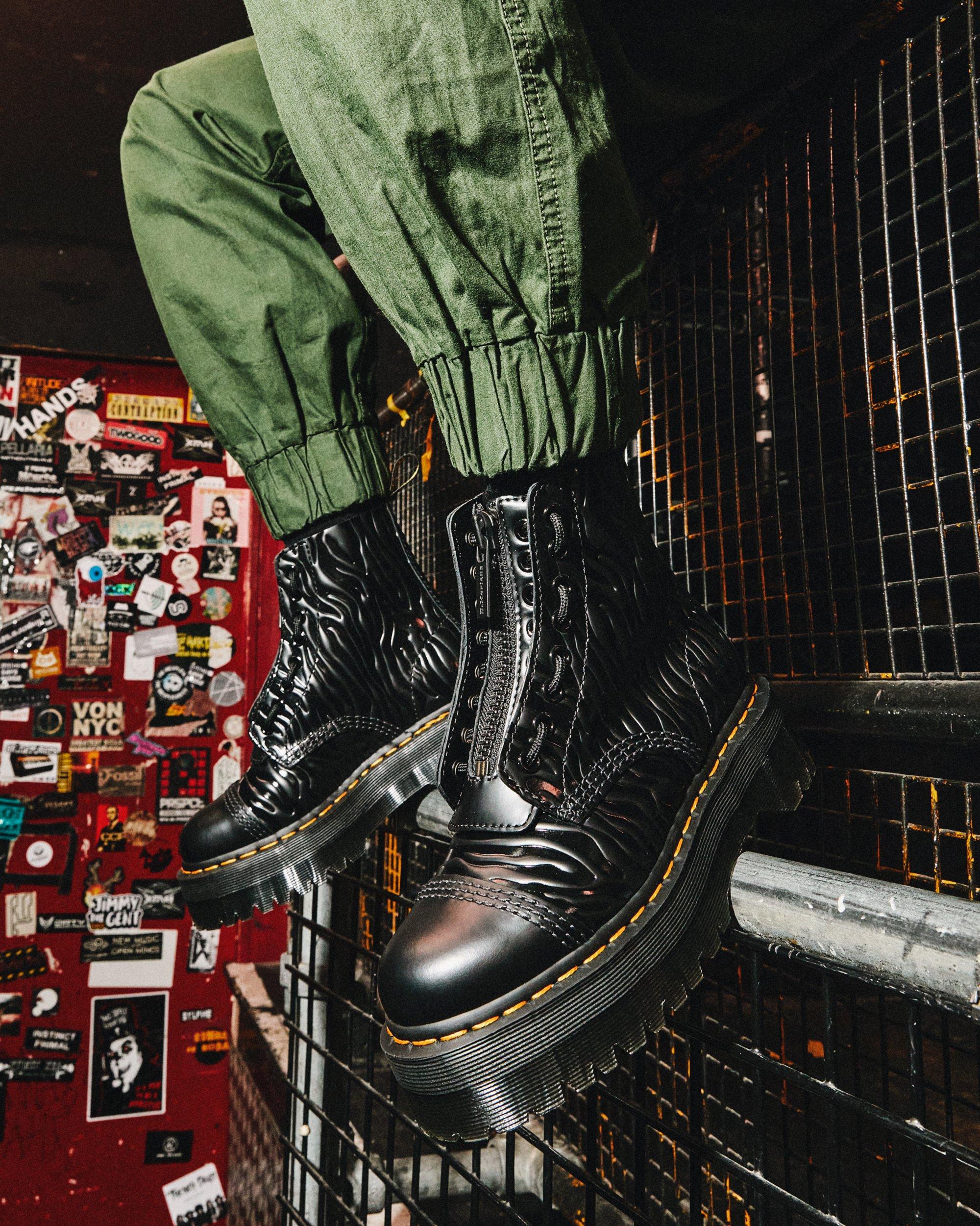 DR MARTENS Sinclair Zebra Emboss Smooth Leather Platform Boots