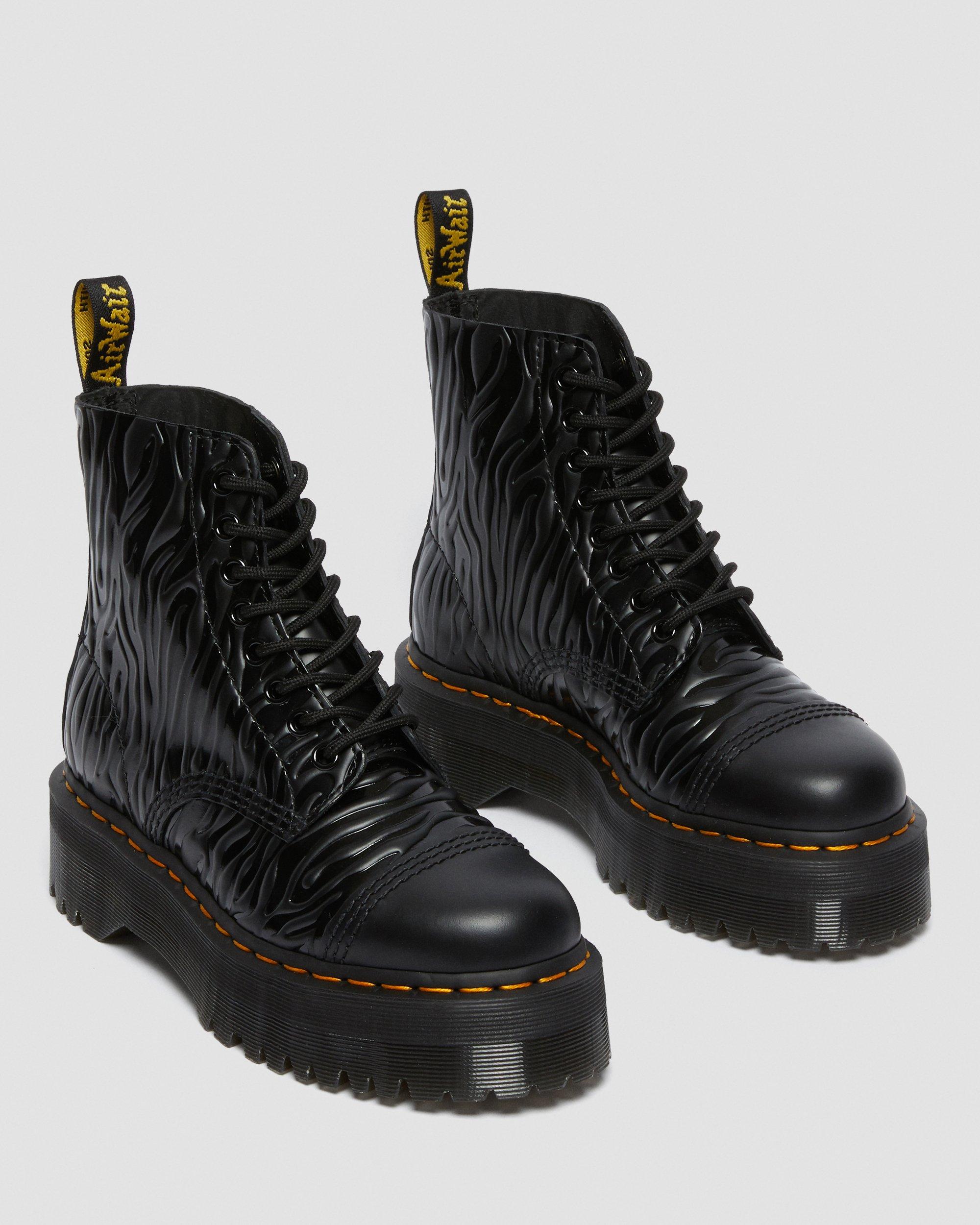 DR MARTENS Sinclair Zebra Emboss Smooth Leather Platform Boots