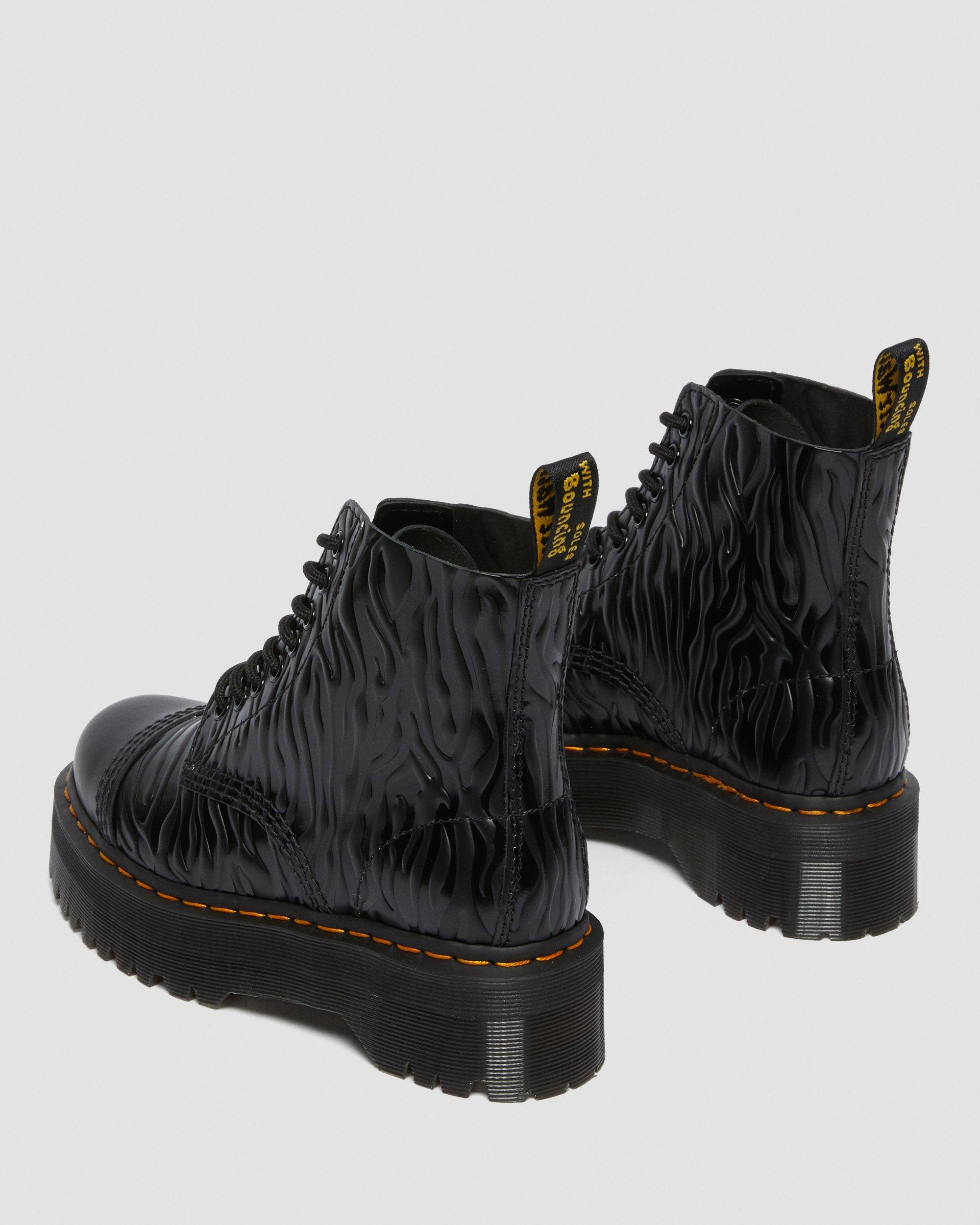 Sinclair Zebra Emboss Smooth Leather Platform Boots in BLACK | Dr