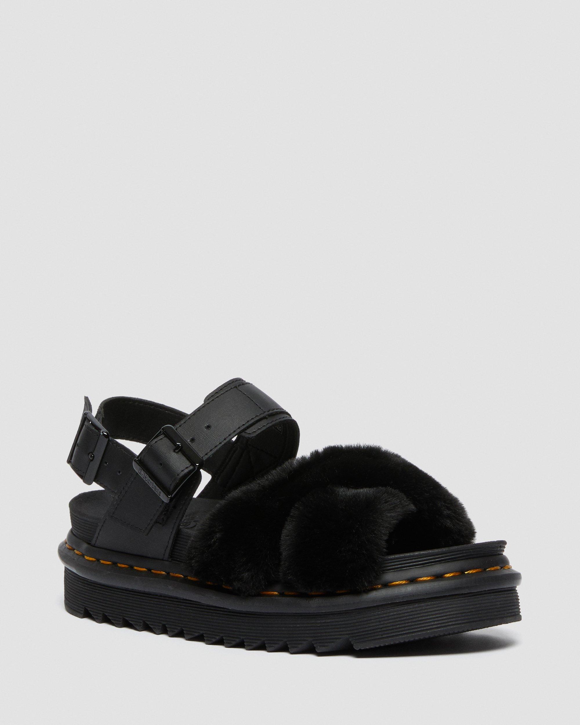 Sandales Voss II Fluffy en Fourrure Synthétique et Cuir à Brides