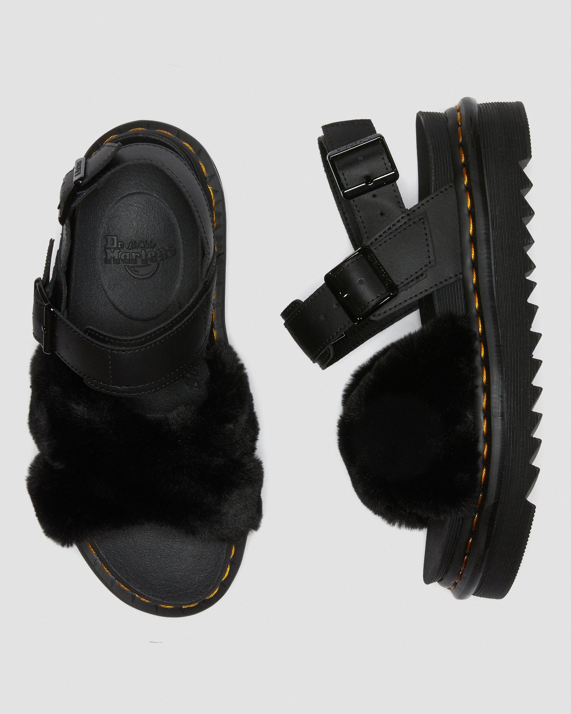 Sandales Voss II Fluffy en Fourrure Synthétique et Cuir à Brides