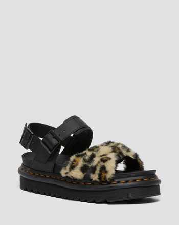 Voss II Fluffy Faux Fur Leather Strap Sandals