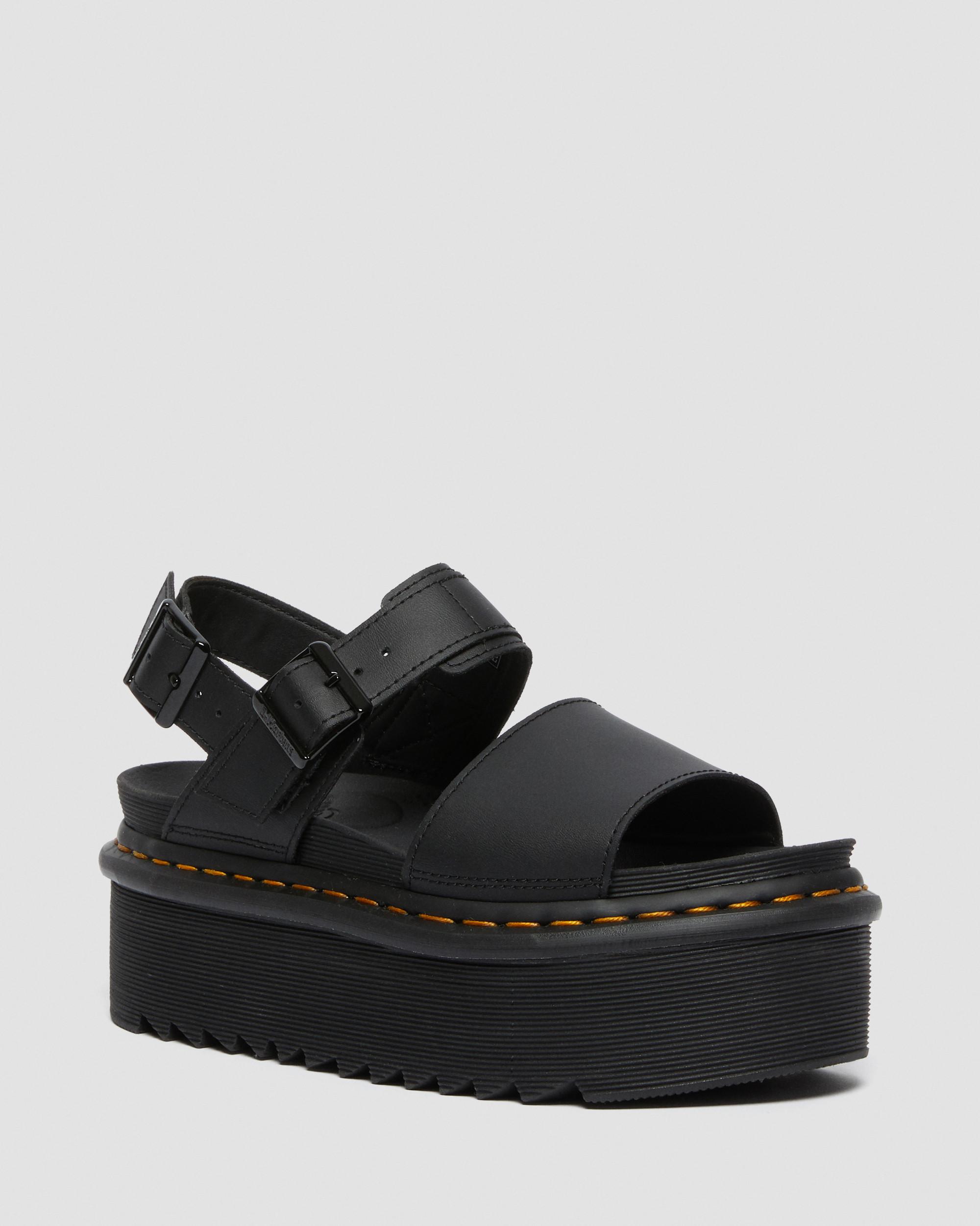 Voss Women's Leather Strap Platform Sandals in Black | Dr. Martens