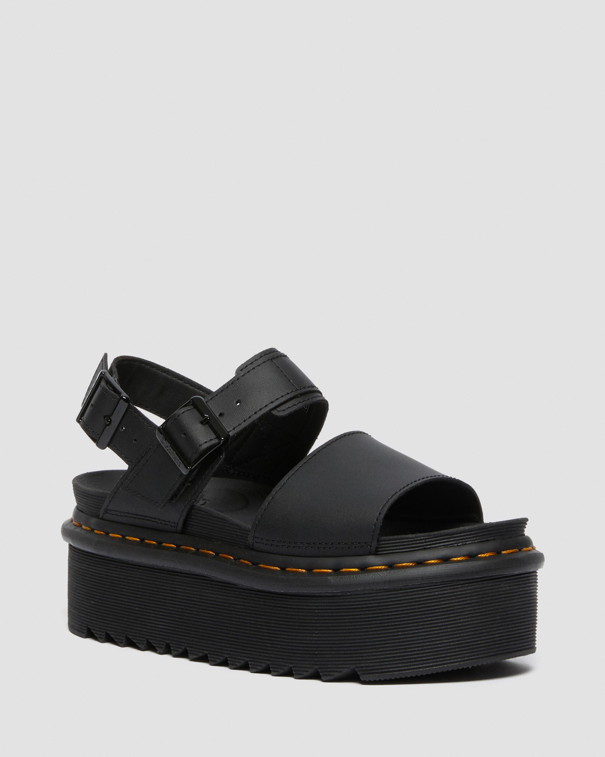 Voss Women's Leather Strap Platform Sandals in Black