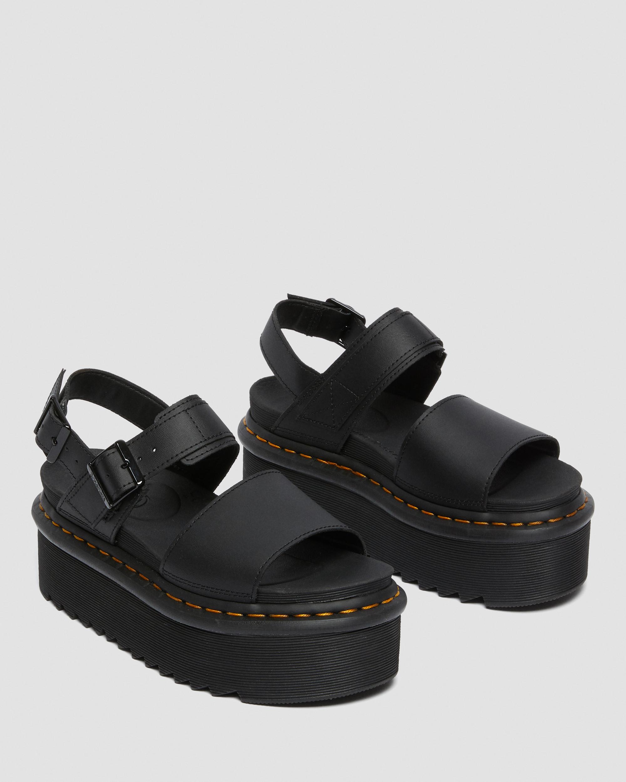 Voss Women's Leather Strap Platform Sandals in Black | Dr. Martens