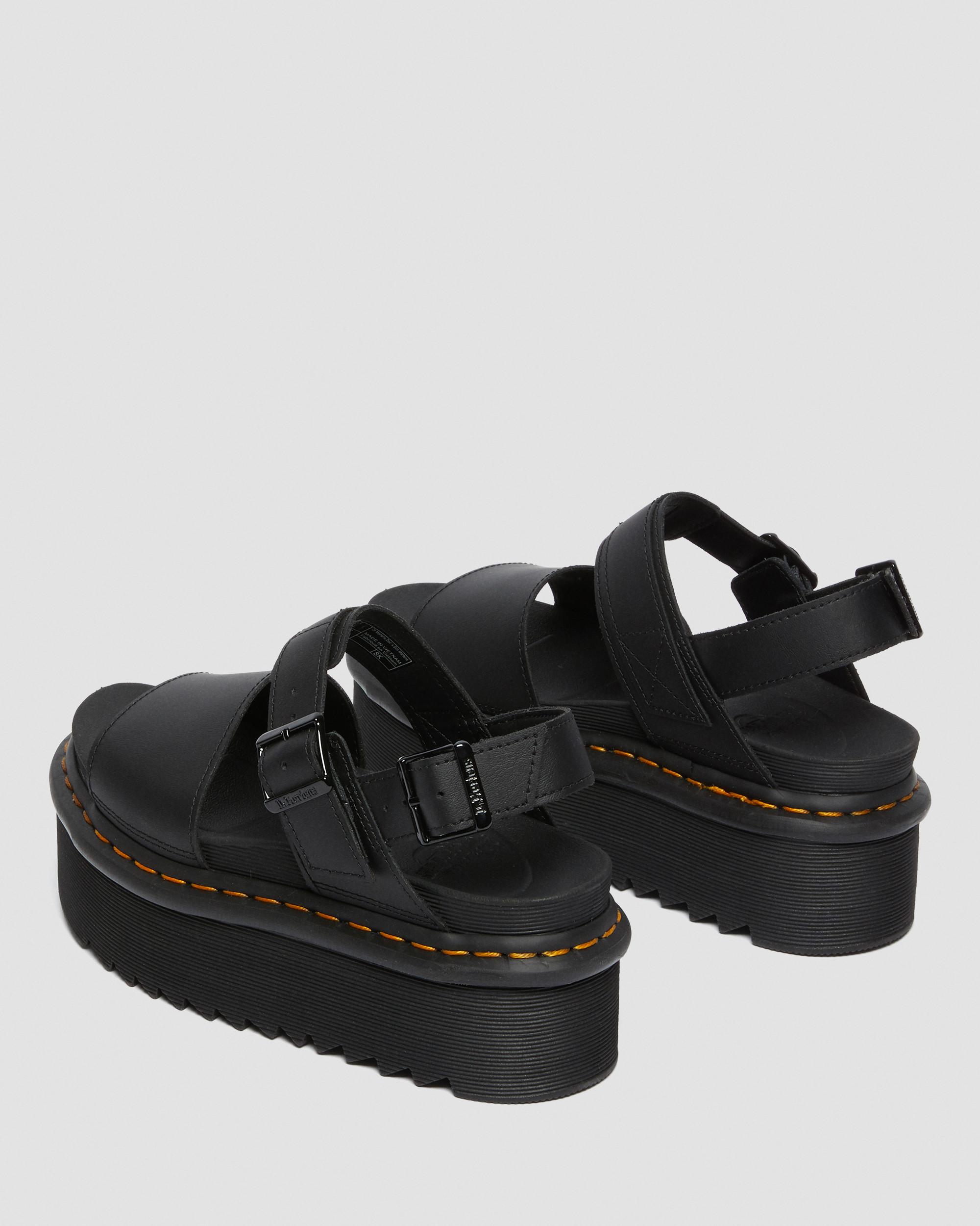 Voss Women's Leather Strap Platform Sandals in Black | Dr. Martens