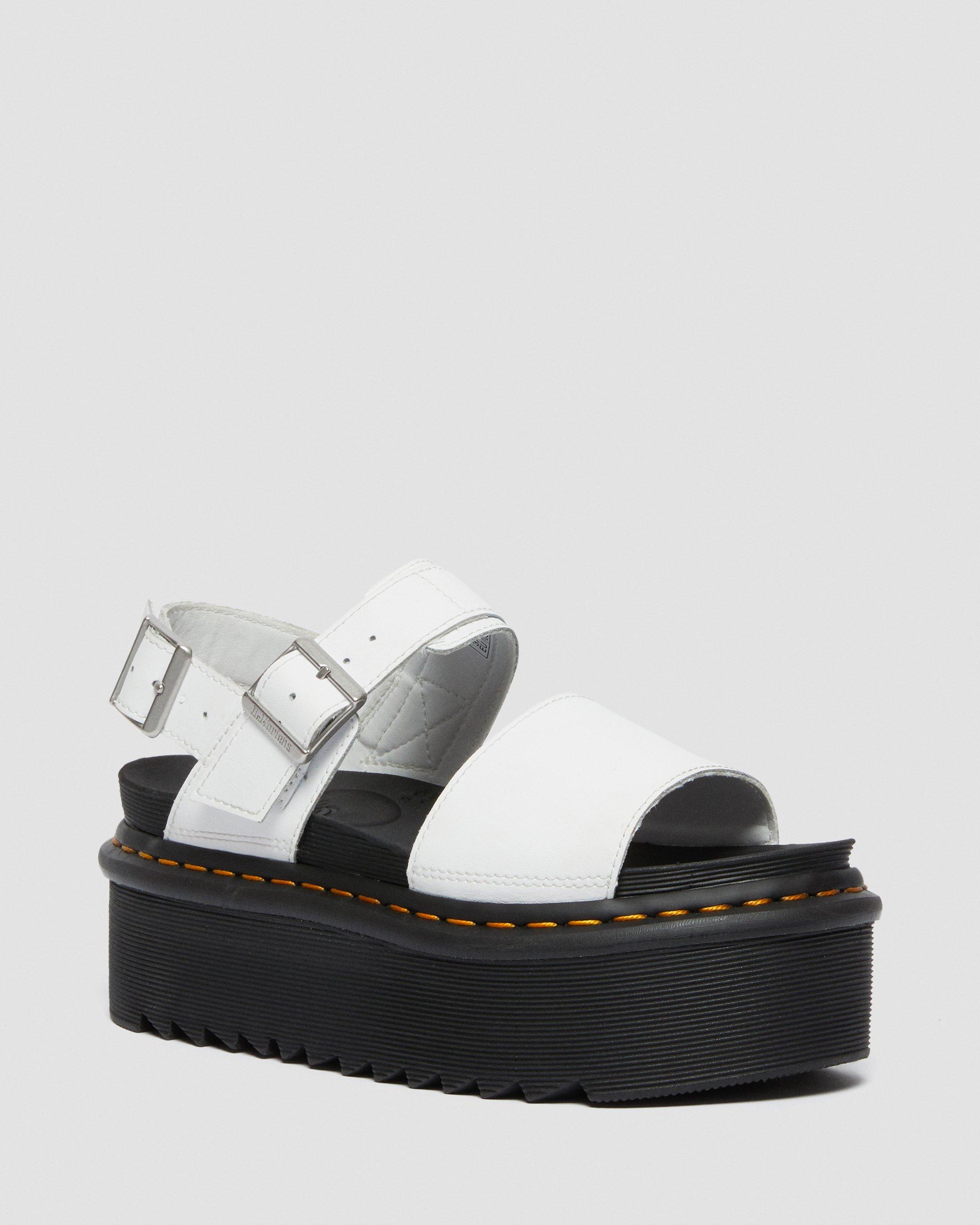 Voss Women's Leather Strap Platform Sandals in White | Dr. Martens