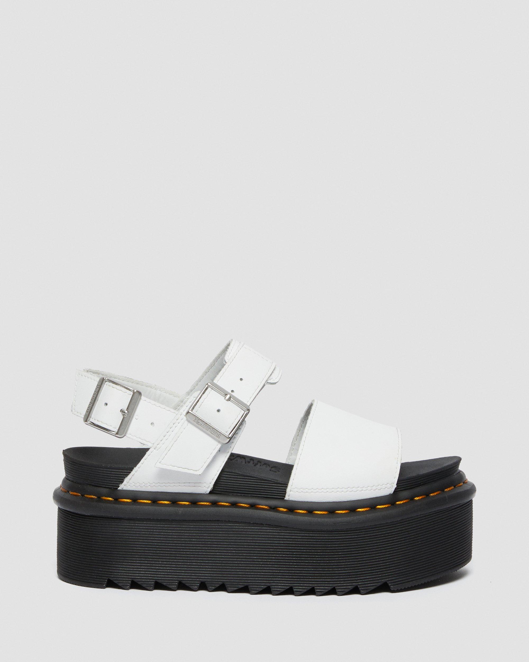 Voss Women's Leather Strap Platform Sandals in White | Dr. Martens