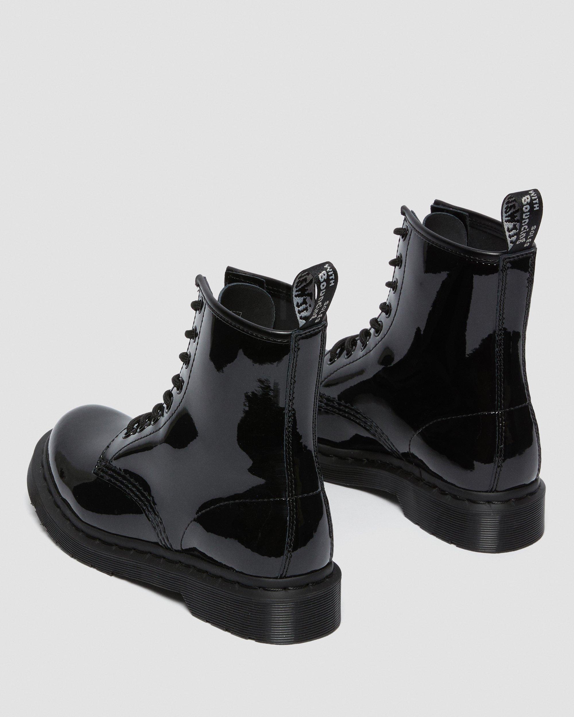 1460 Mono Patent Leather Lace Up Boots in Black