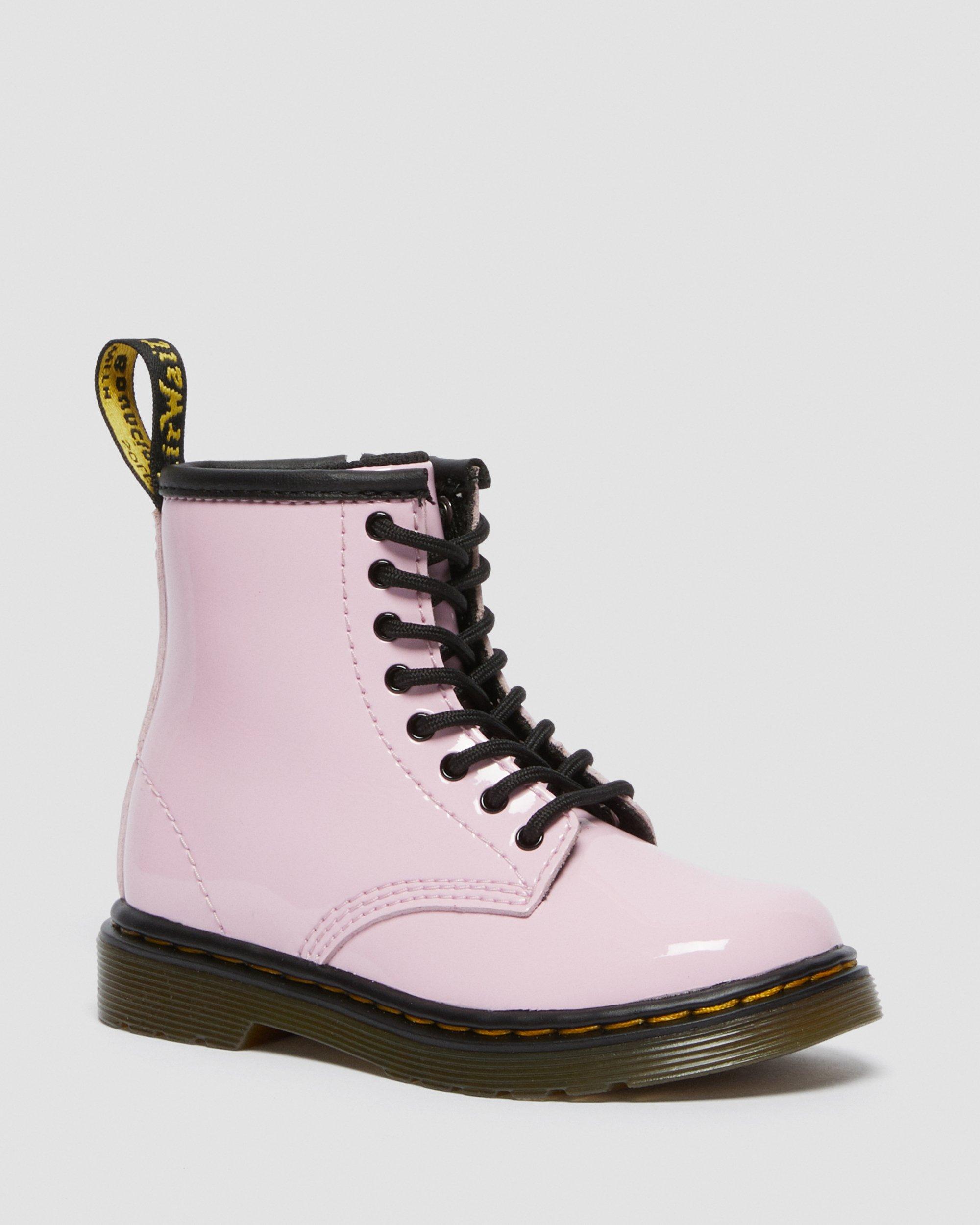 Toddler 1460 Patent Leather Lace Up Boots in Pale Pink