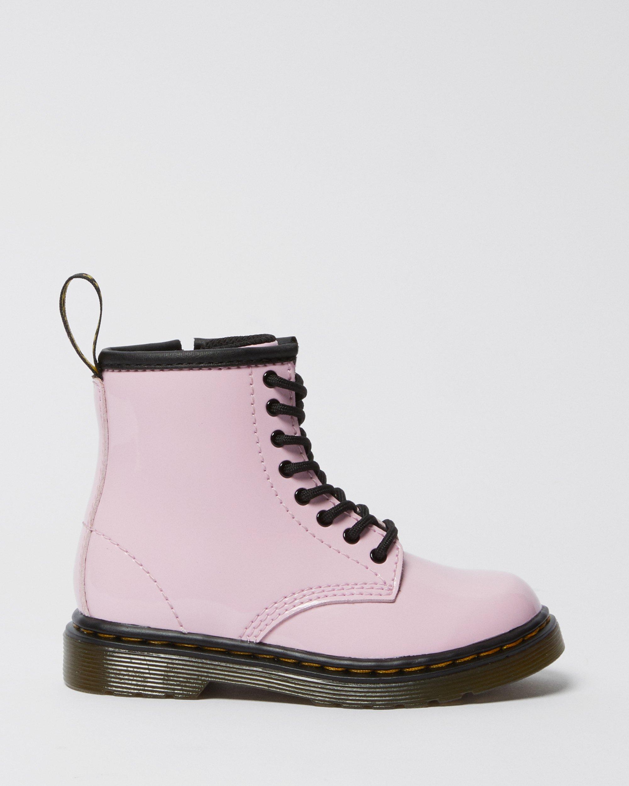 Toddler 1460 Patent Leather Lace Up Boots in Pale Pink | Dr. Martens