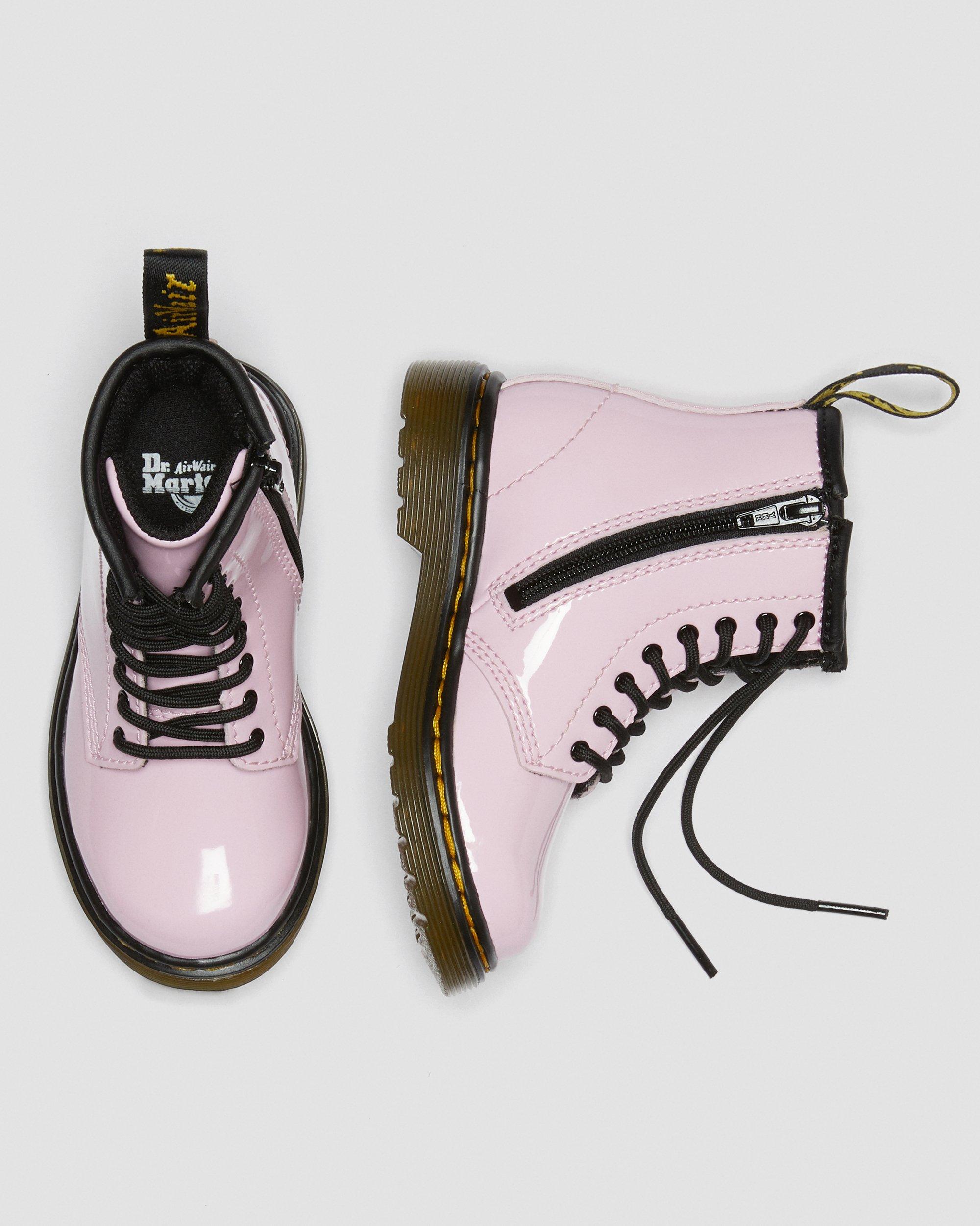 Toddler 1460 Patent Leather Lace Up Boots in Pale Pink | Dr. Martens