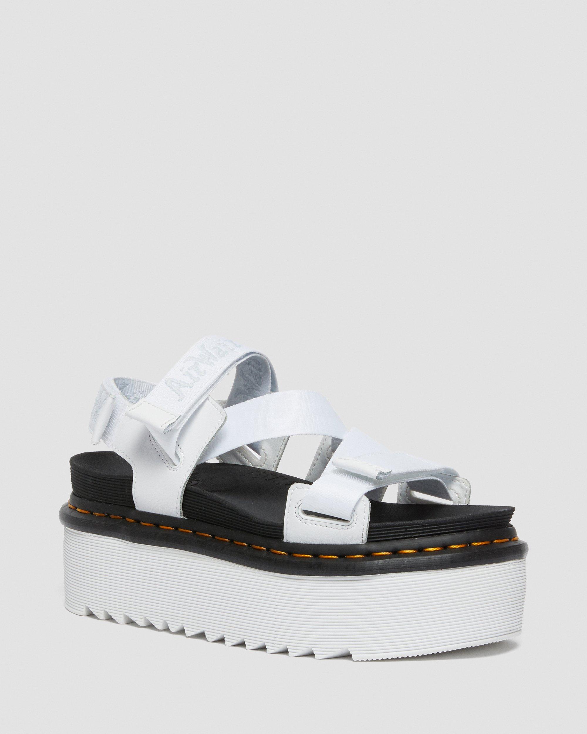 Kimber Logo Strap Platform Sandals in WHITE+BLACK/LIGHT GREY | Dr