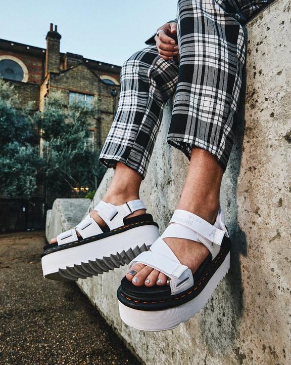 Kimber Logo Webbing Strap Sandals in White | Dr. Martens Kimber Logo Webbing Strap Sandals in White | Dr. Martens