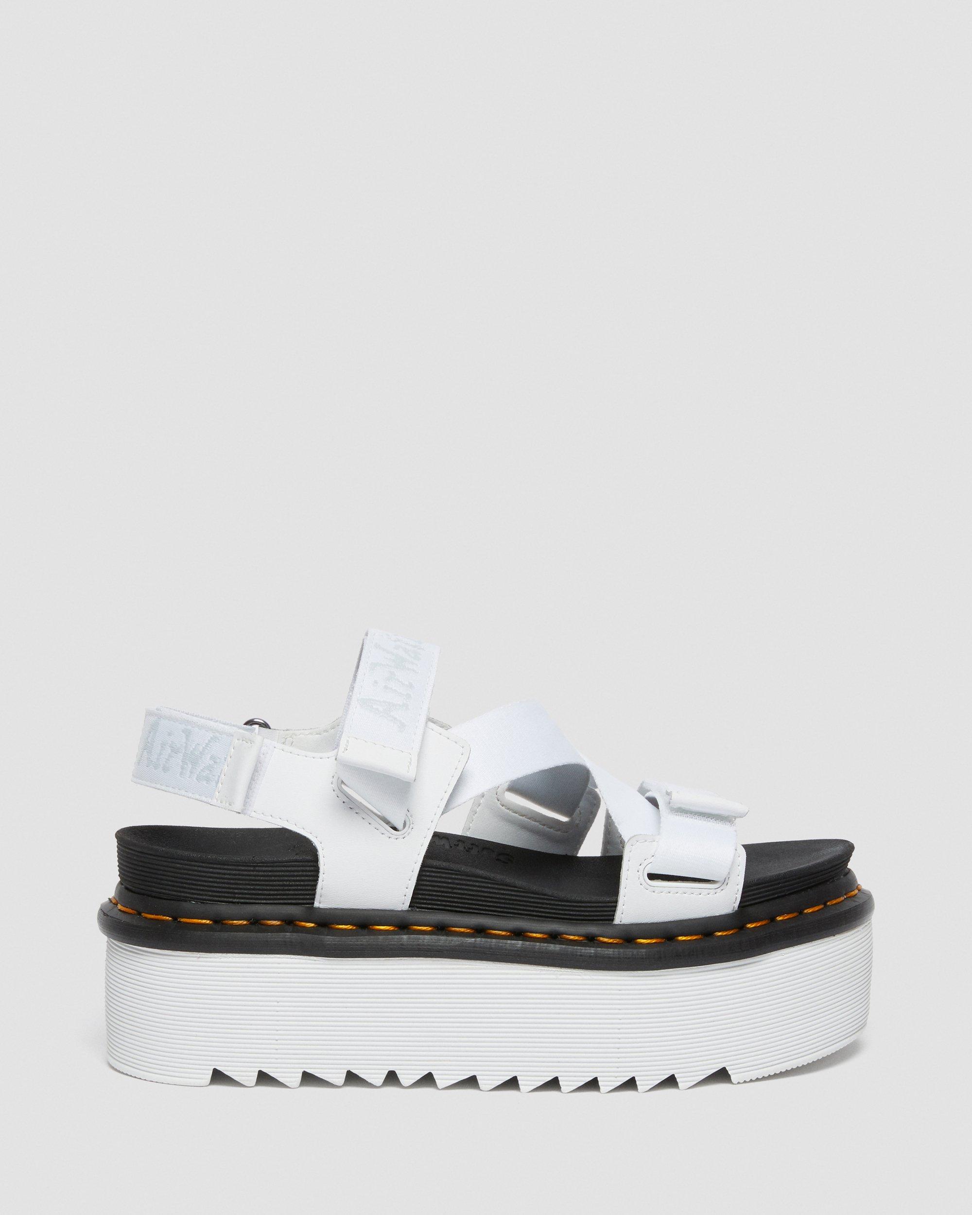 Kimber Logo Strap Platform Sandals in WHITE+BLACK/LIGHT GREY | Dr