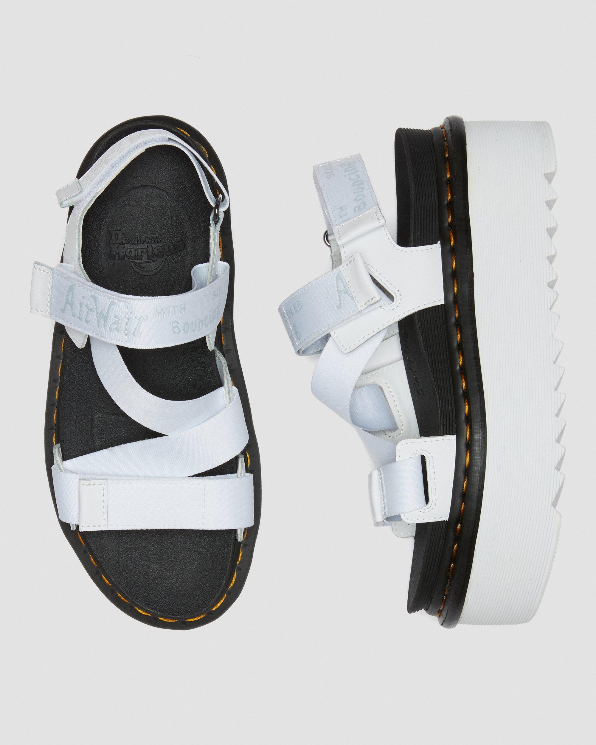 Kimber Logo Strap Platform Sandals in WHITE+BLACK/LIGHT GREY | Dr