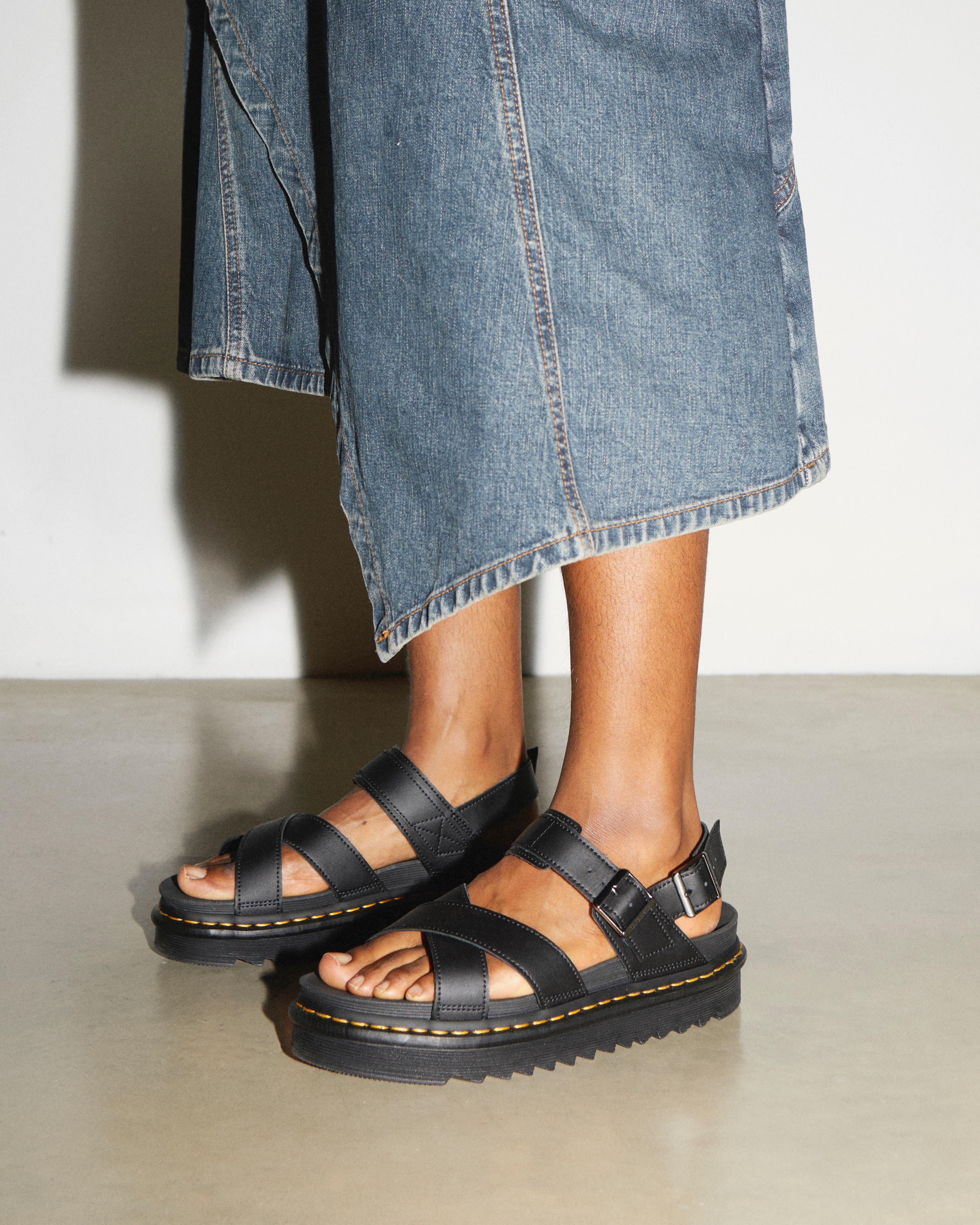 Voss II Hydro Leather Strap Sandals In Black | Dr. Martens