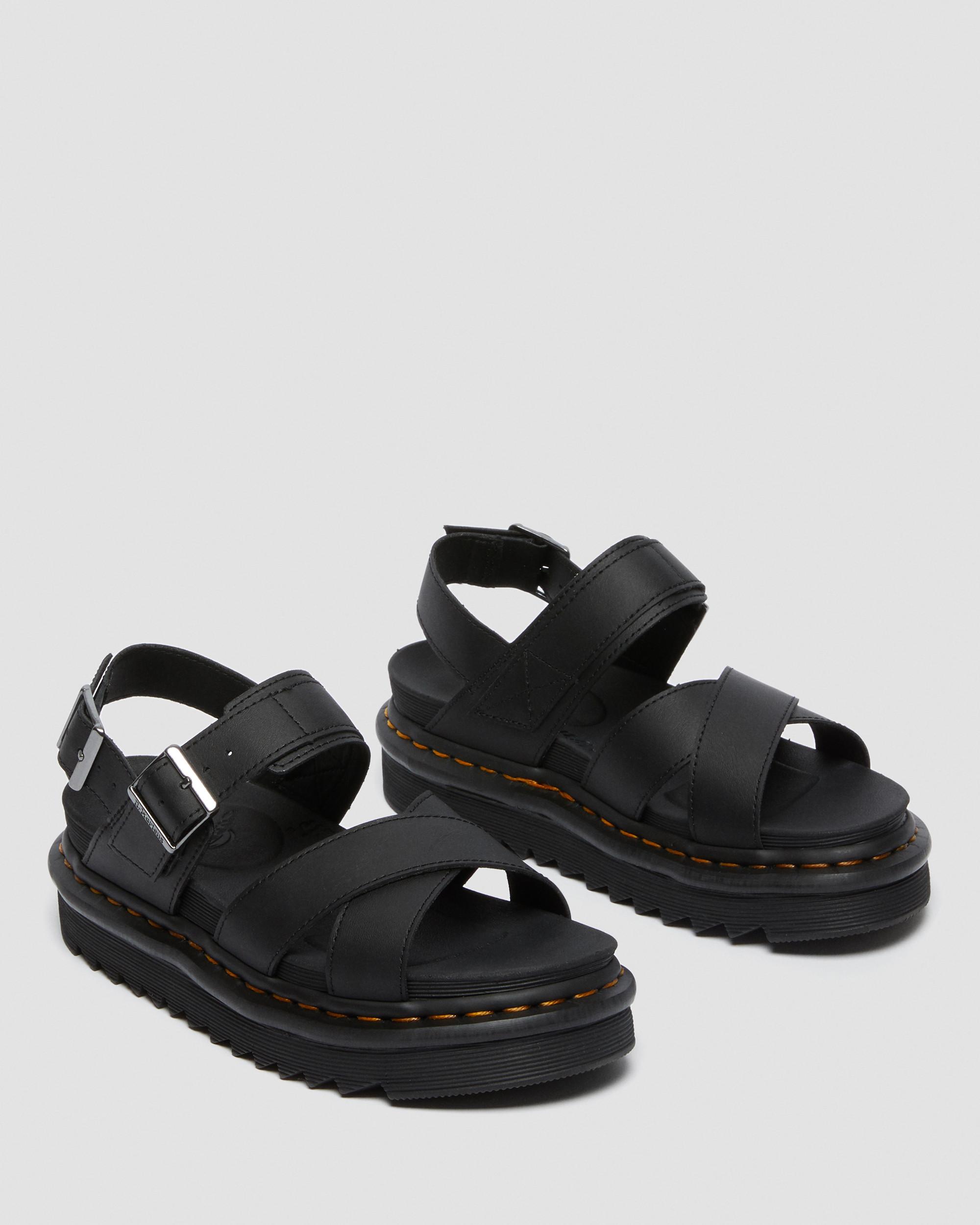 Voss II Hydro Leather Strap Sandals in Black | Dr. Martens