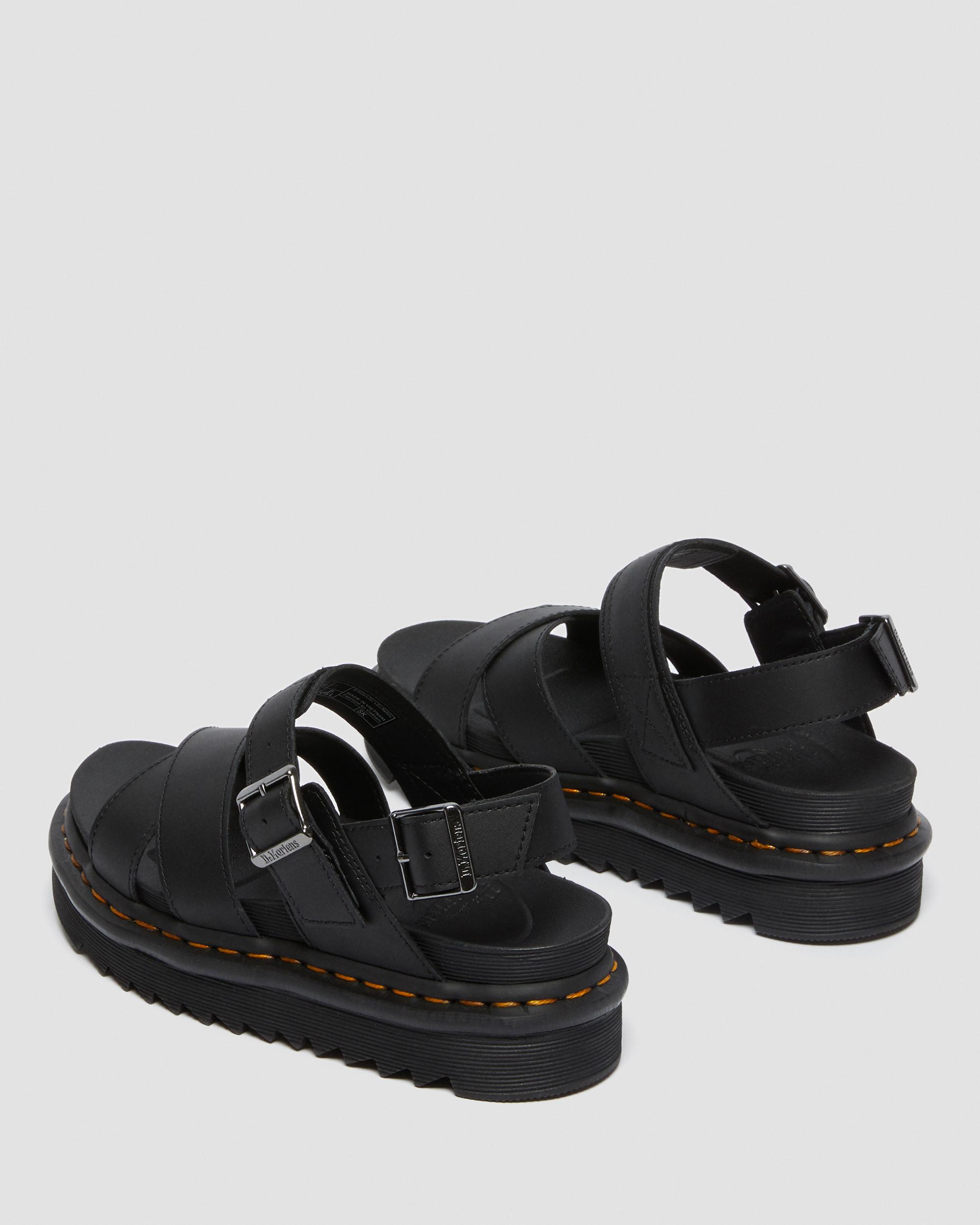 Voss II Hydro Leather Strap Sandals in Black | Dr. Martens