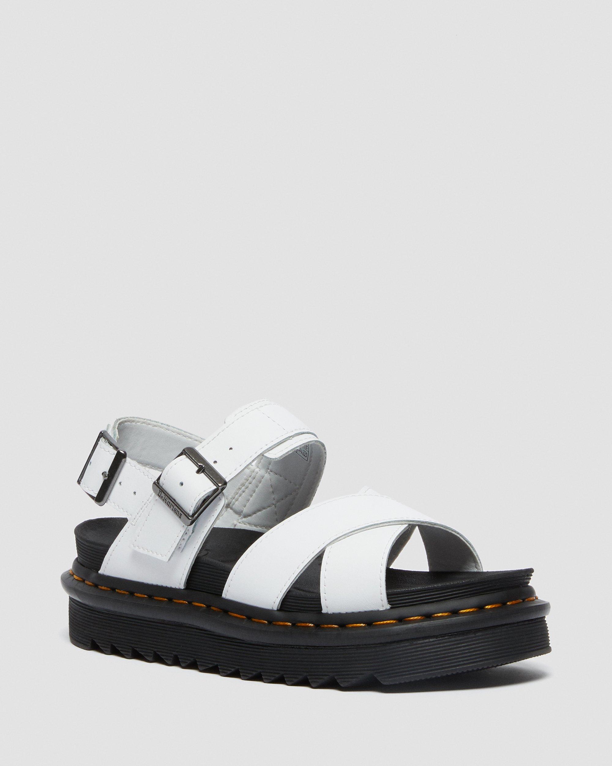 Voss II Women's Leather Strap Sandals in White | Dr. Martens