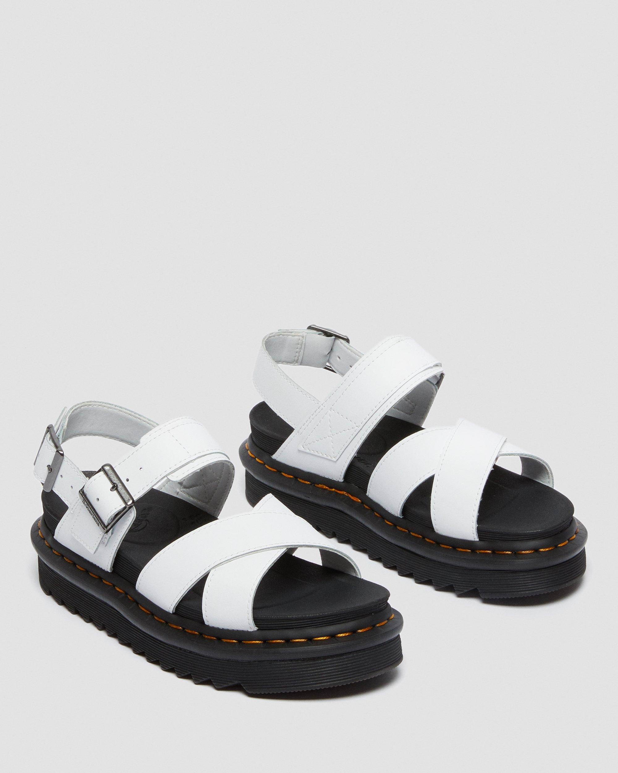 Voss II Hydro Leather Strap Sandals in White | Dr. Martens