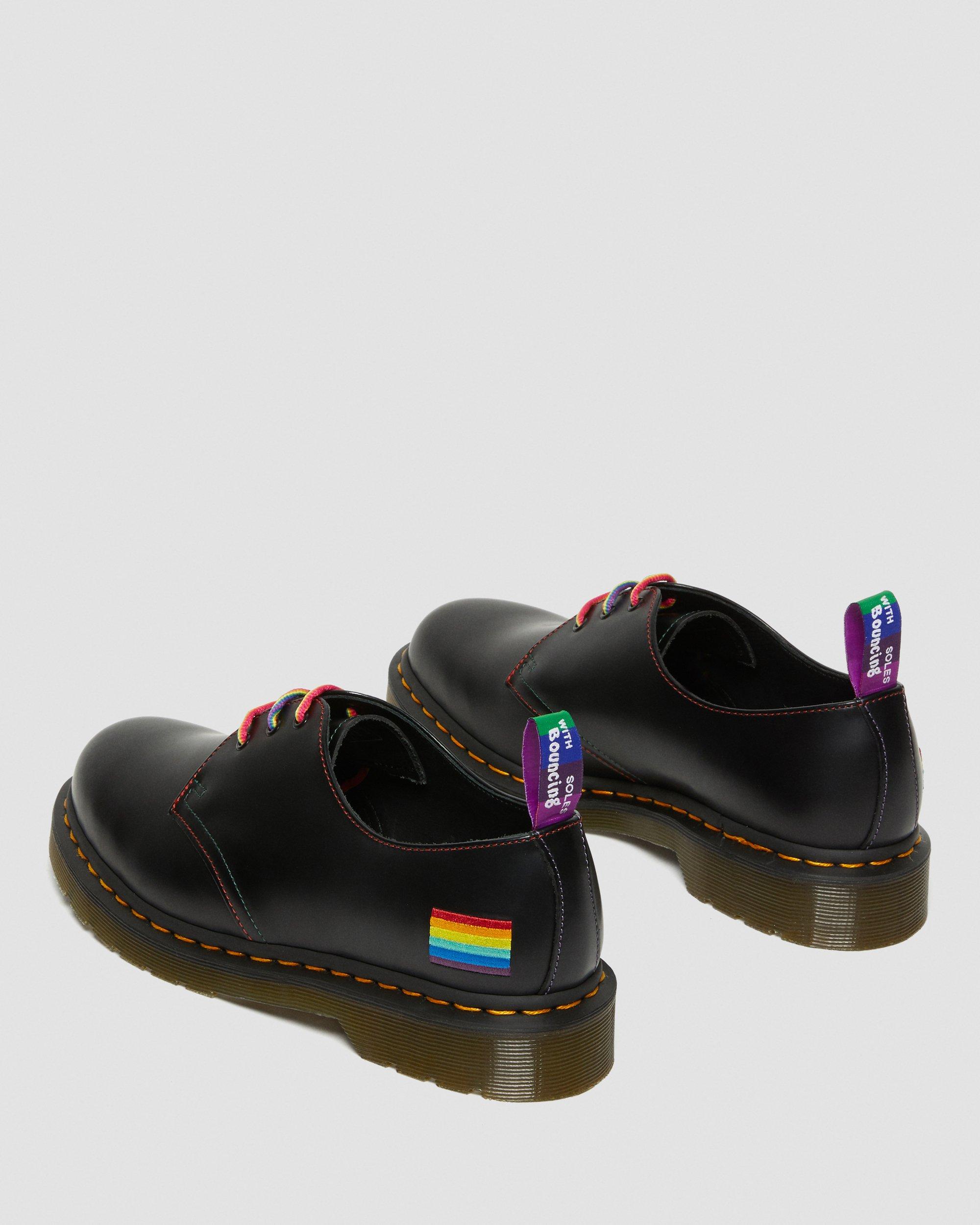 Dr MARTENS 1461 Shoes For PRIDE Black Smooth Rainbow UK 9.5 10 EU 44 45 RARE