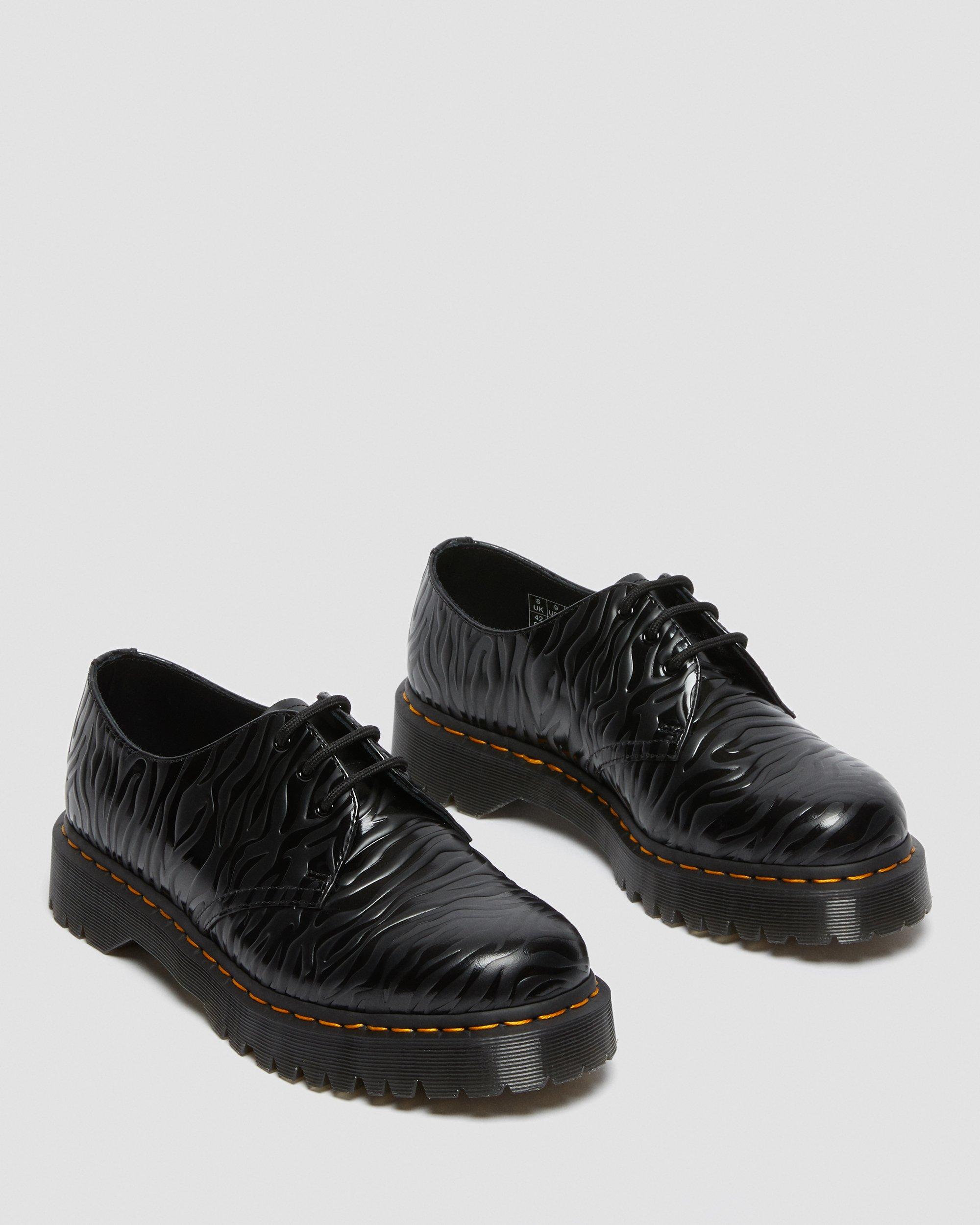 1461 Bex Zebra Emboss Leather Oxford Shoes in BLACK | Dr. Martens™