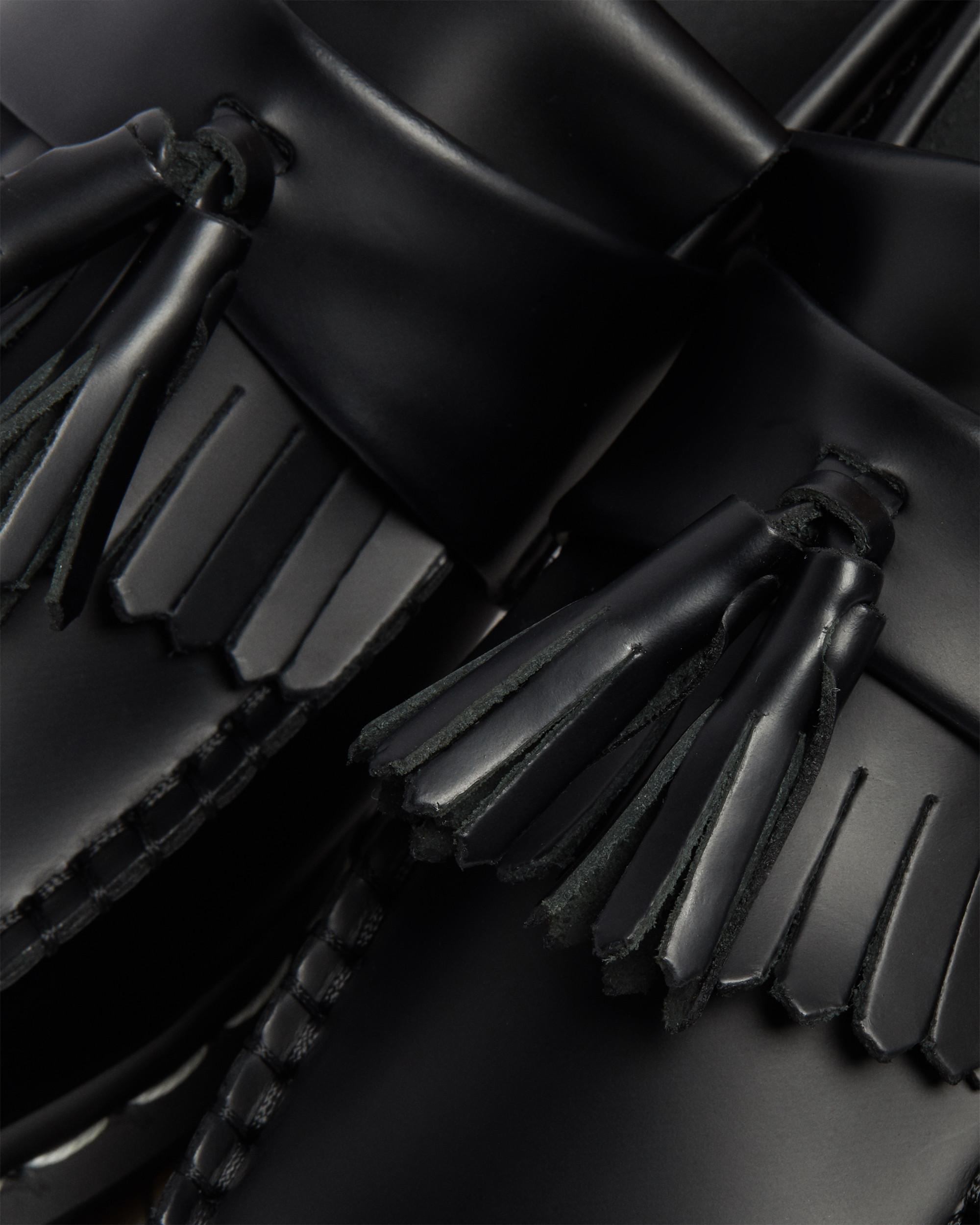 Adrian White Stitch Smooth Leather Loafers in Black