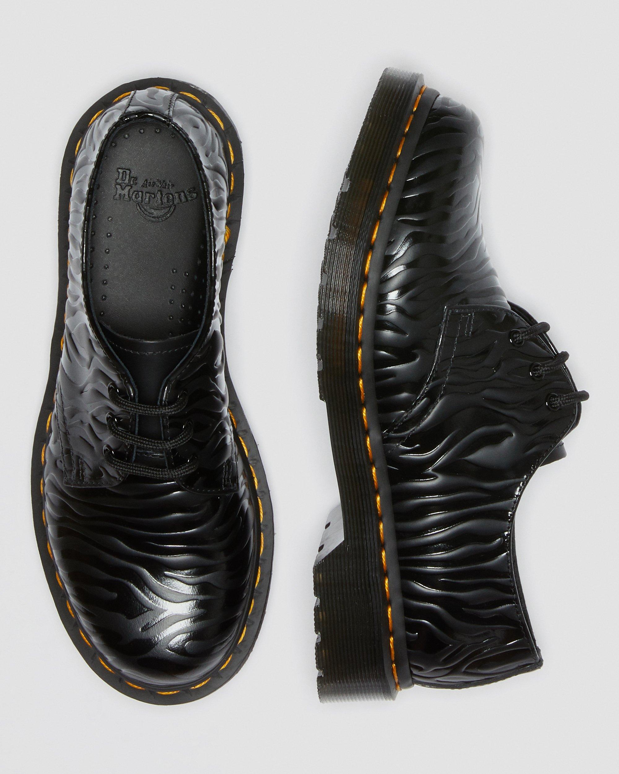 Dr. Martens Black Zebra Print Men\'s Shoes 1460 Pascal Zebra Emboss Leather Lace Up Boots in Black | Dr  main image 2