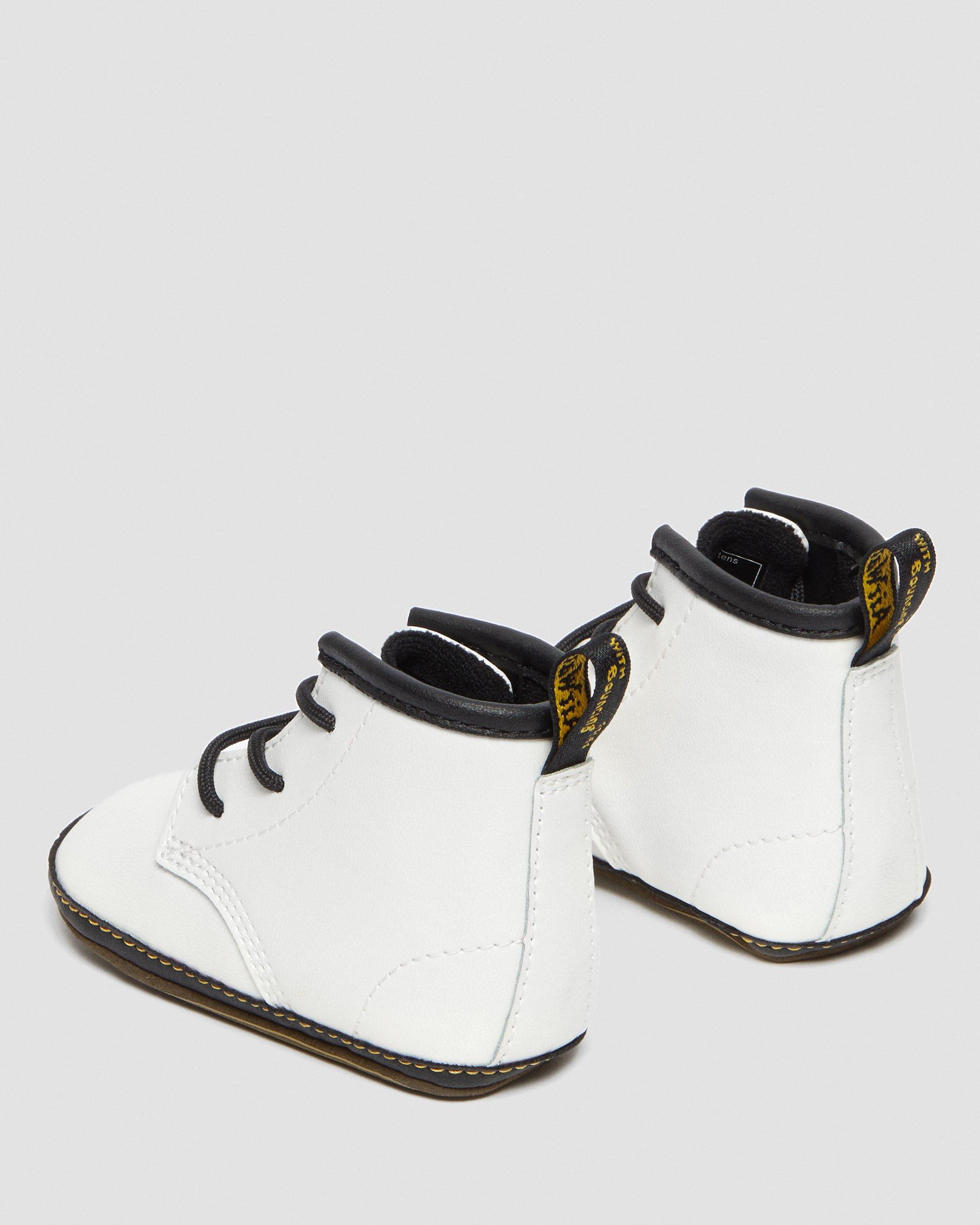 Newborn 1460 Auburn Leather Booties in White