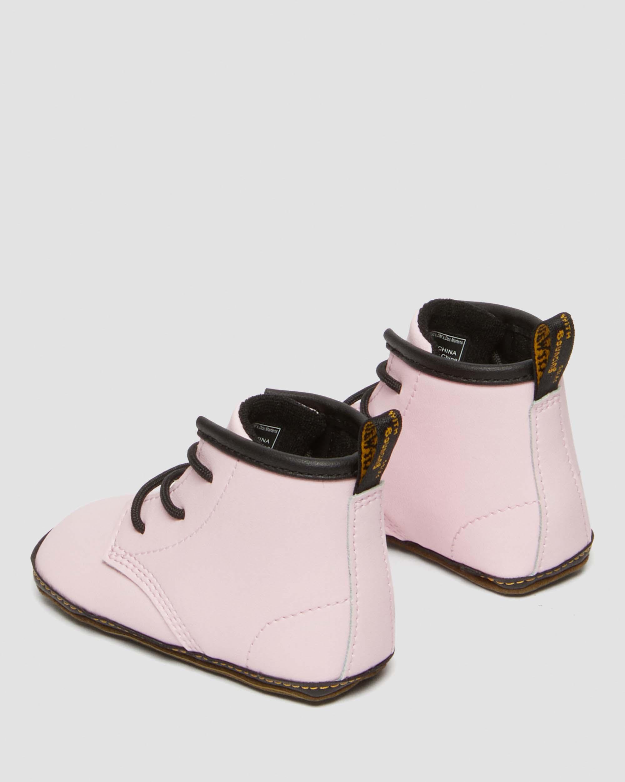 Newborn 1460 Auburn Leather Booties in Pale Pink