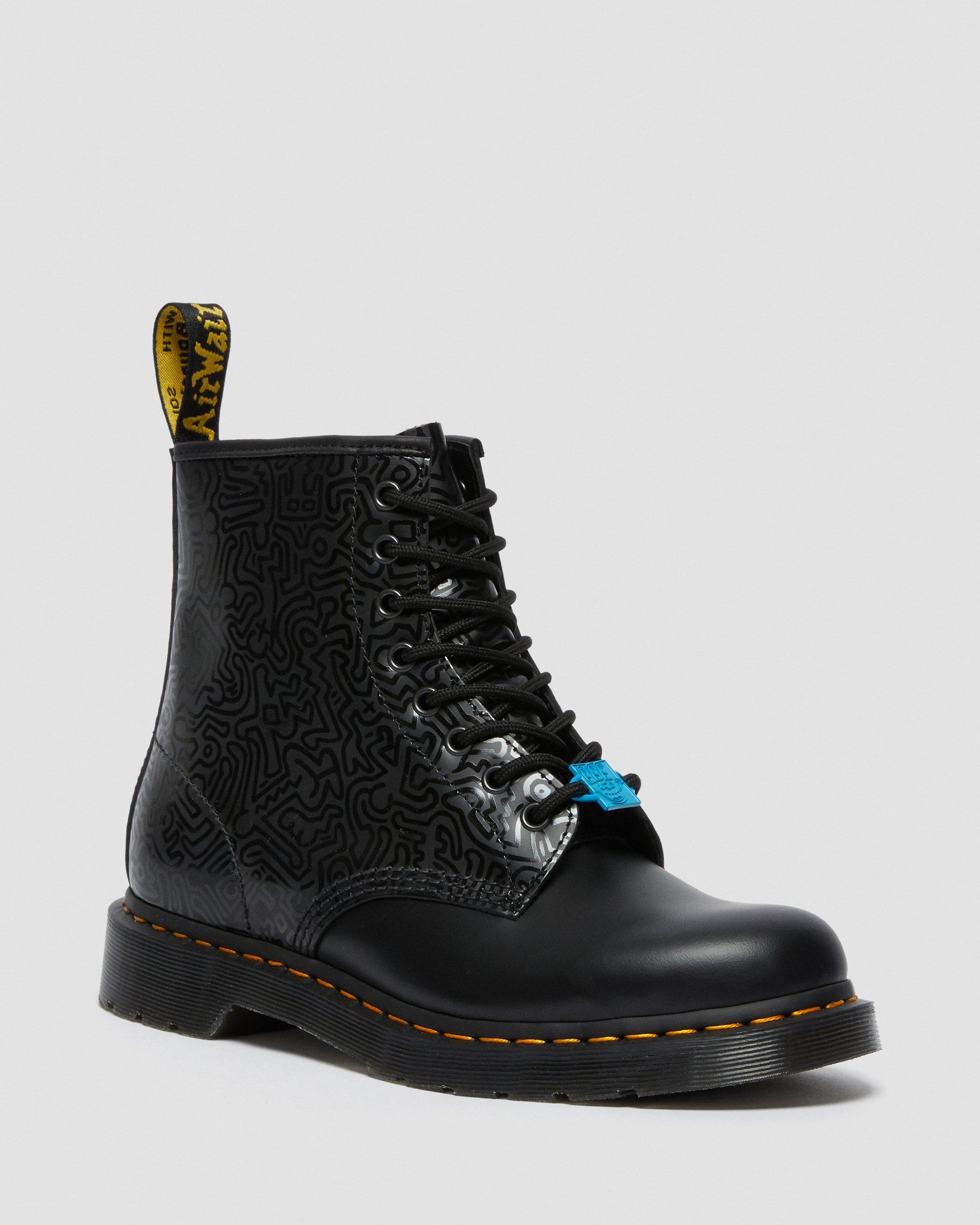 1460 Keith Haring Leather Boots in BLACK+MULTI | Dr. Martens™