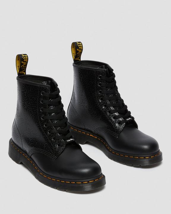 Keith Haring 1460 Smooth Leather Lace Up Boots in Black | Dr Keith Haring 1460 Smooth Leather Lace Up Boots in Black | Dr