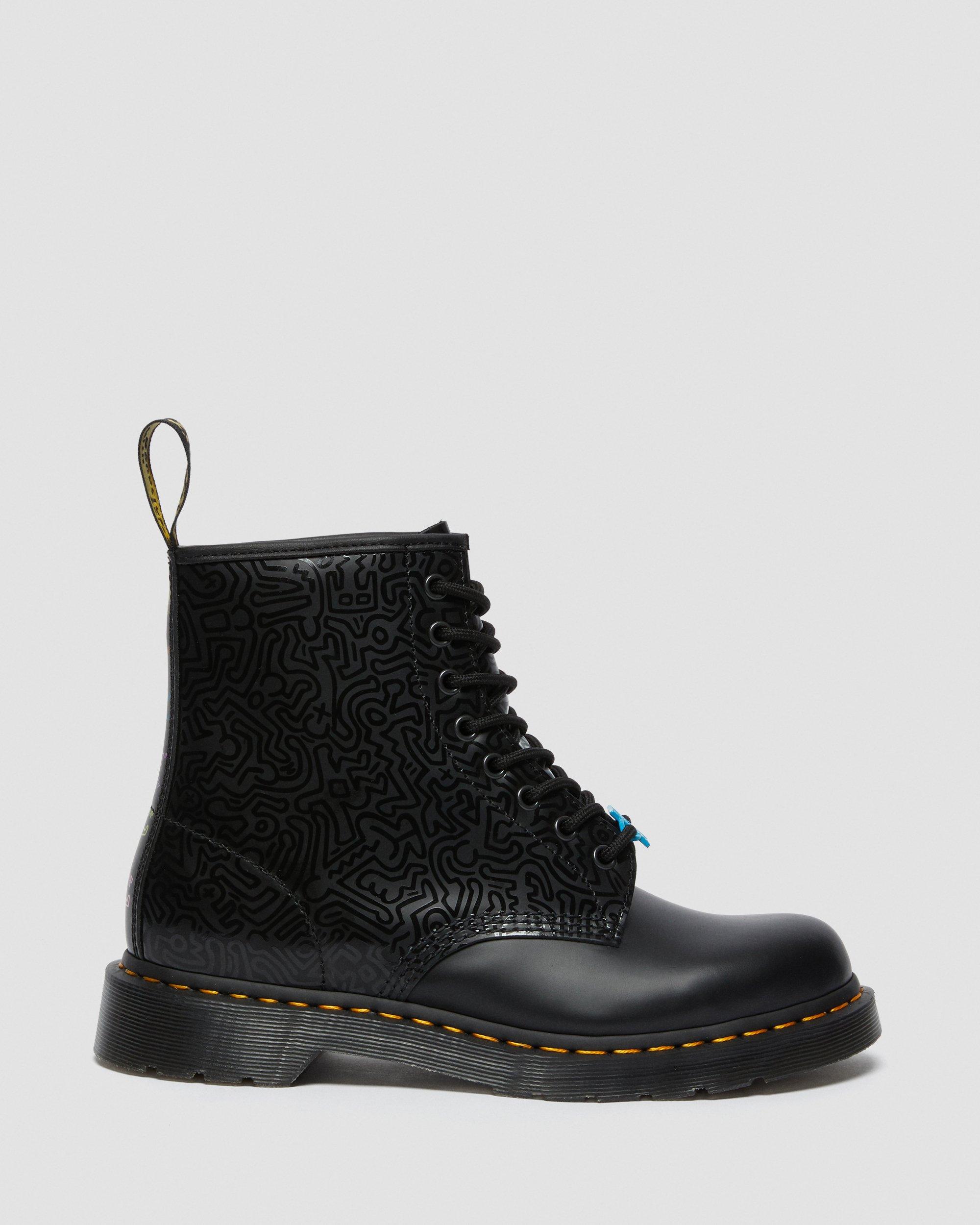1460 Keith Haring Leather Boots in BLACK+MULTI | Dr. Martens™