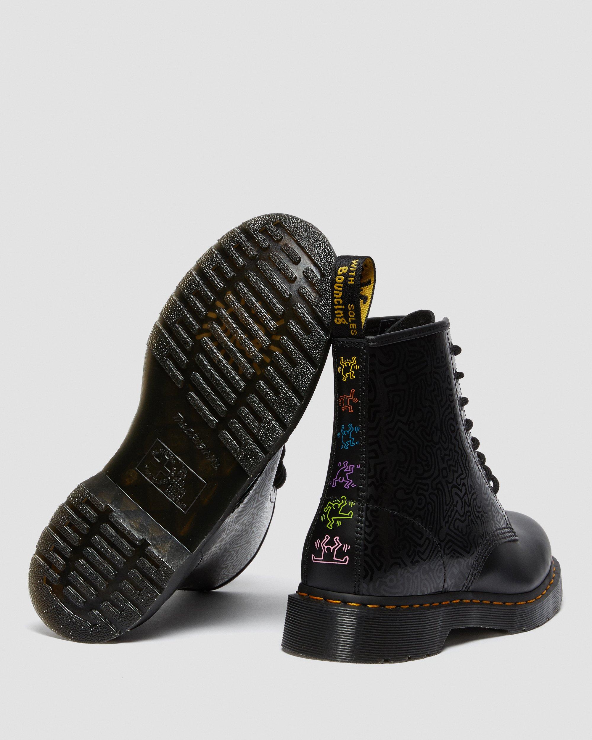 1460 Keith Haring Leather Boots in BLACK+MULTI | Dr. Martens™