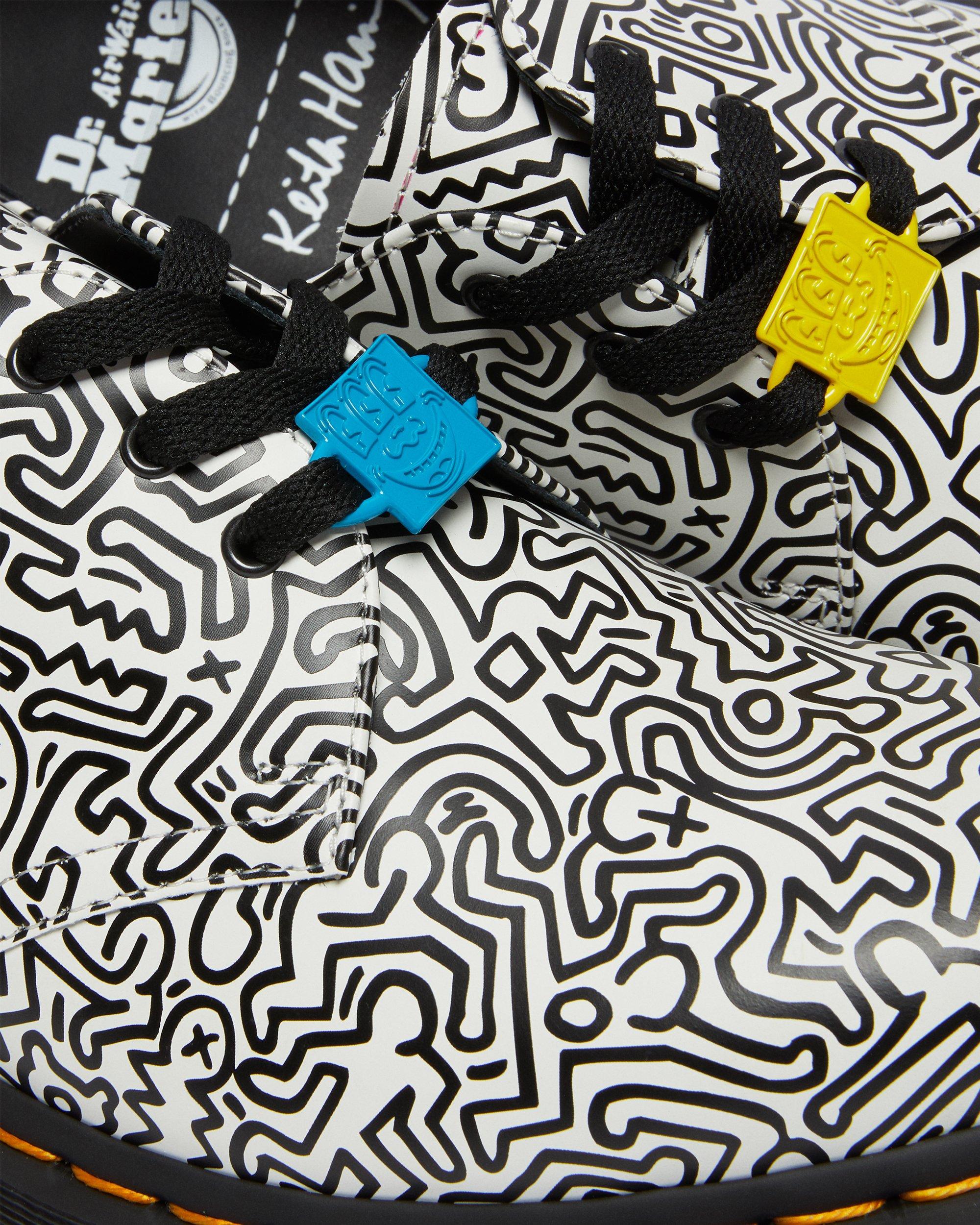 Keith Haring 1461 Printed Leather Oxford Shoes in BLACK+WHITE | Dr 