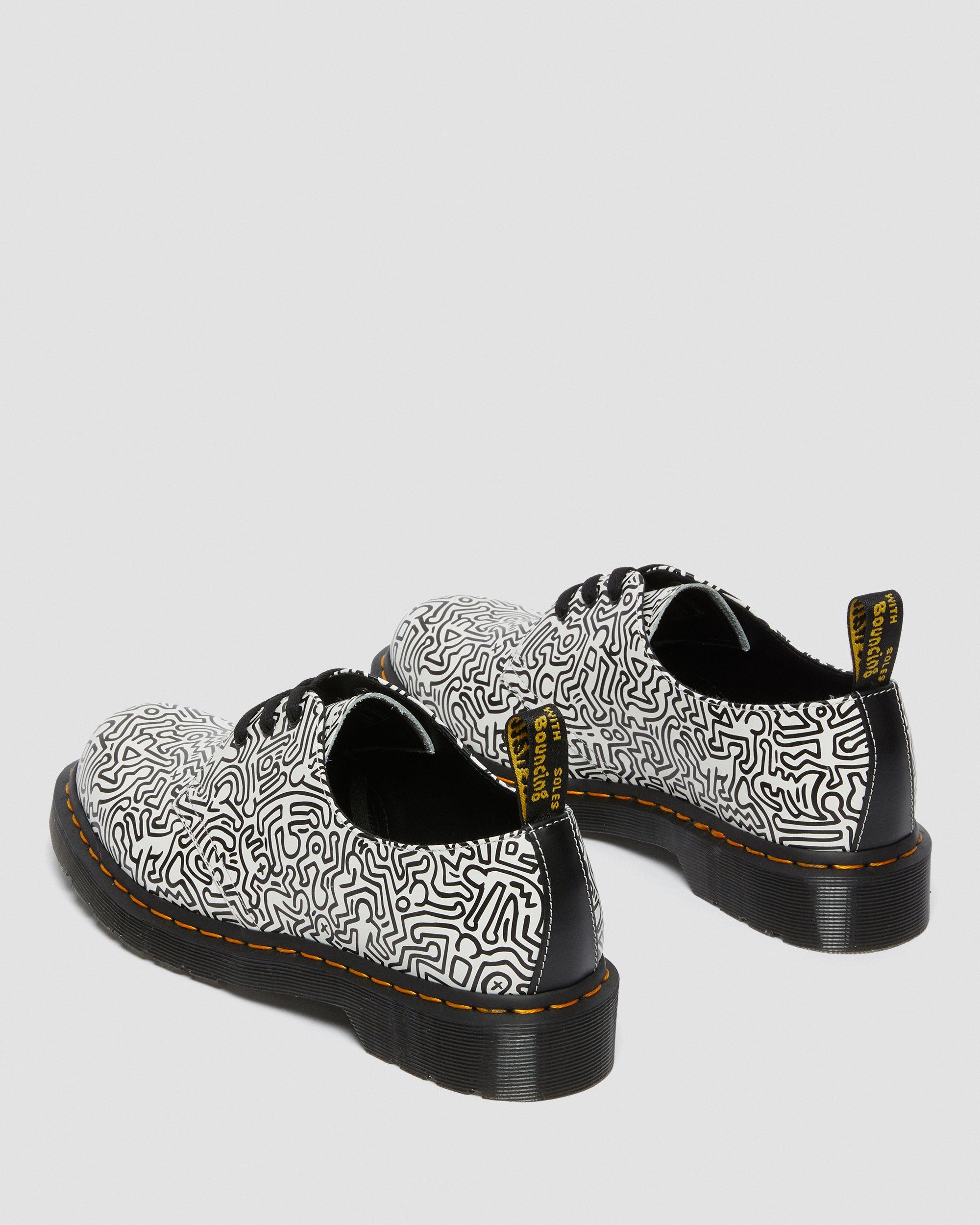 Keith Haring 1461 Printed Leather Oxford Shoes in BLACK+WHITE | Dr