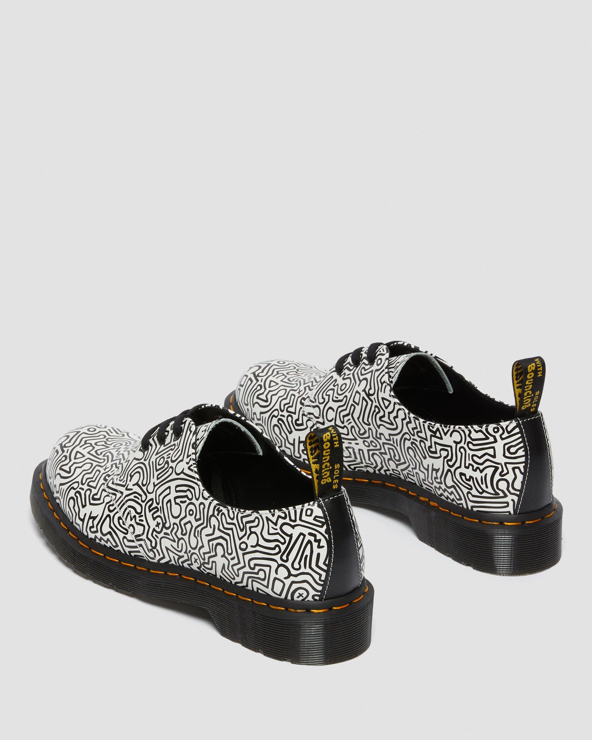 1461 Keith Haring Black & White Printed Leather Shoes in Black+White