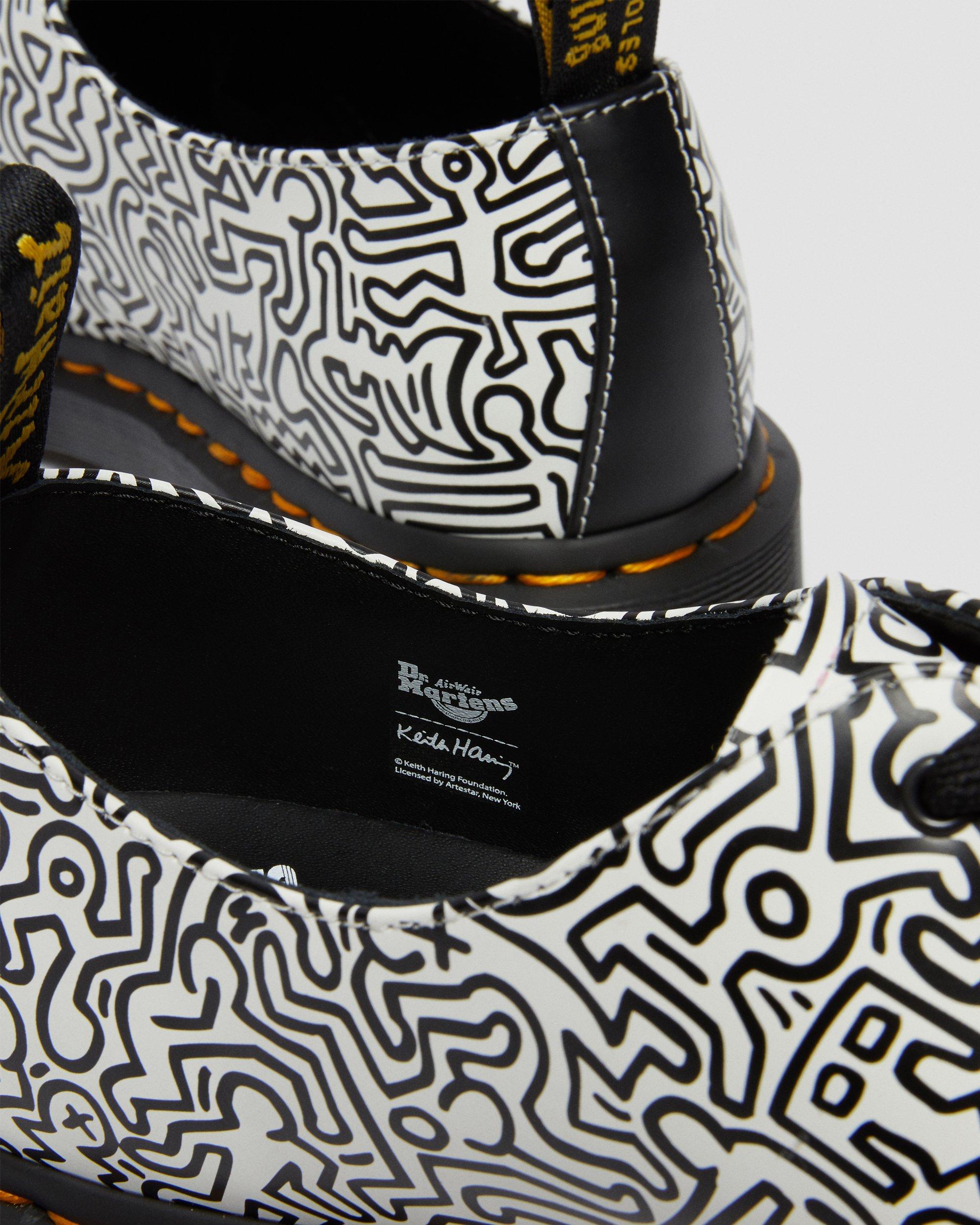 1461 Keith Haring Black & White Printed Leather Shoes in BLACK+