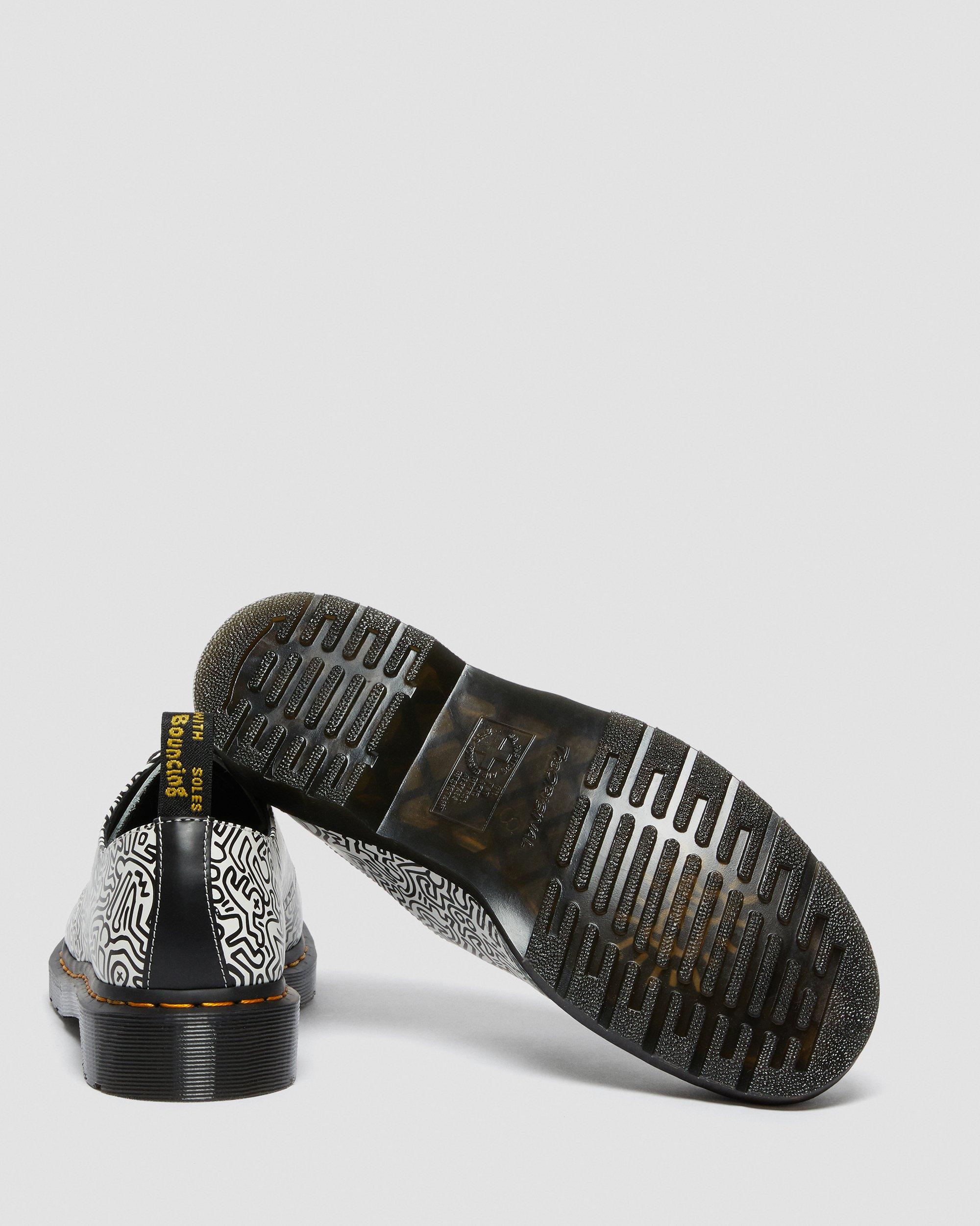 Keith Haring 1461 Printed Leather Oxford Shoes in BLACK+WHITE | Dr