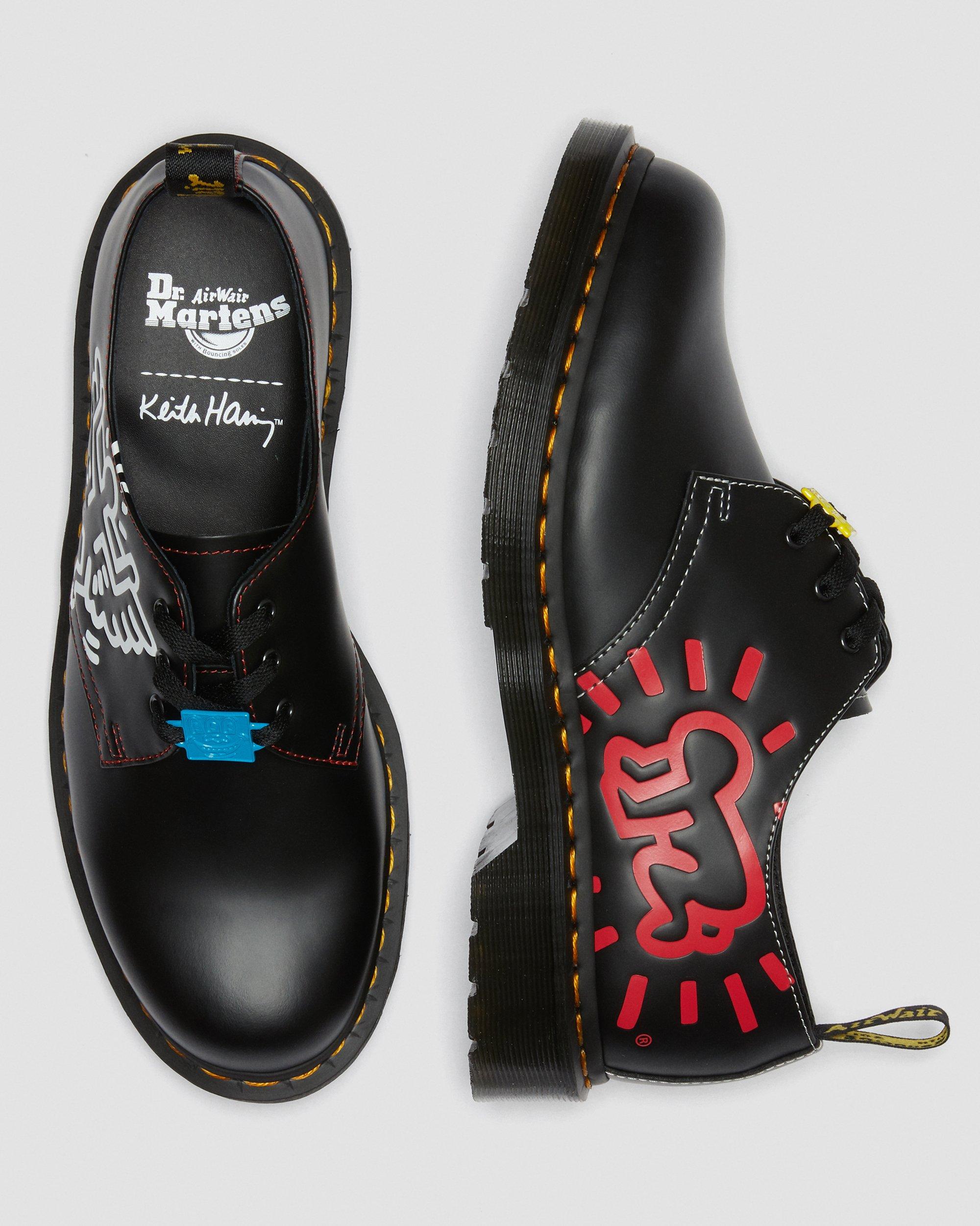 Keith Haring 1461 Smooth Leather Oxford Shoes in BLACK+RED+WHITE