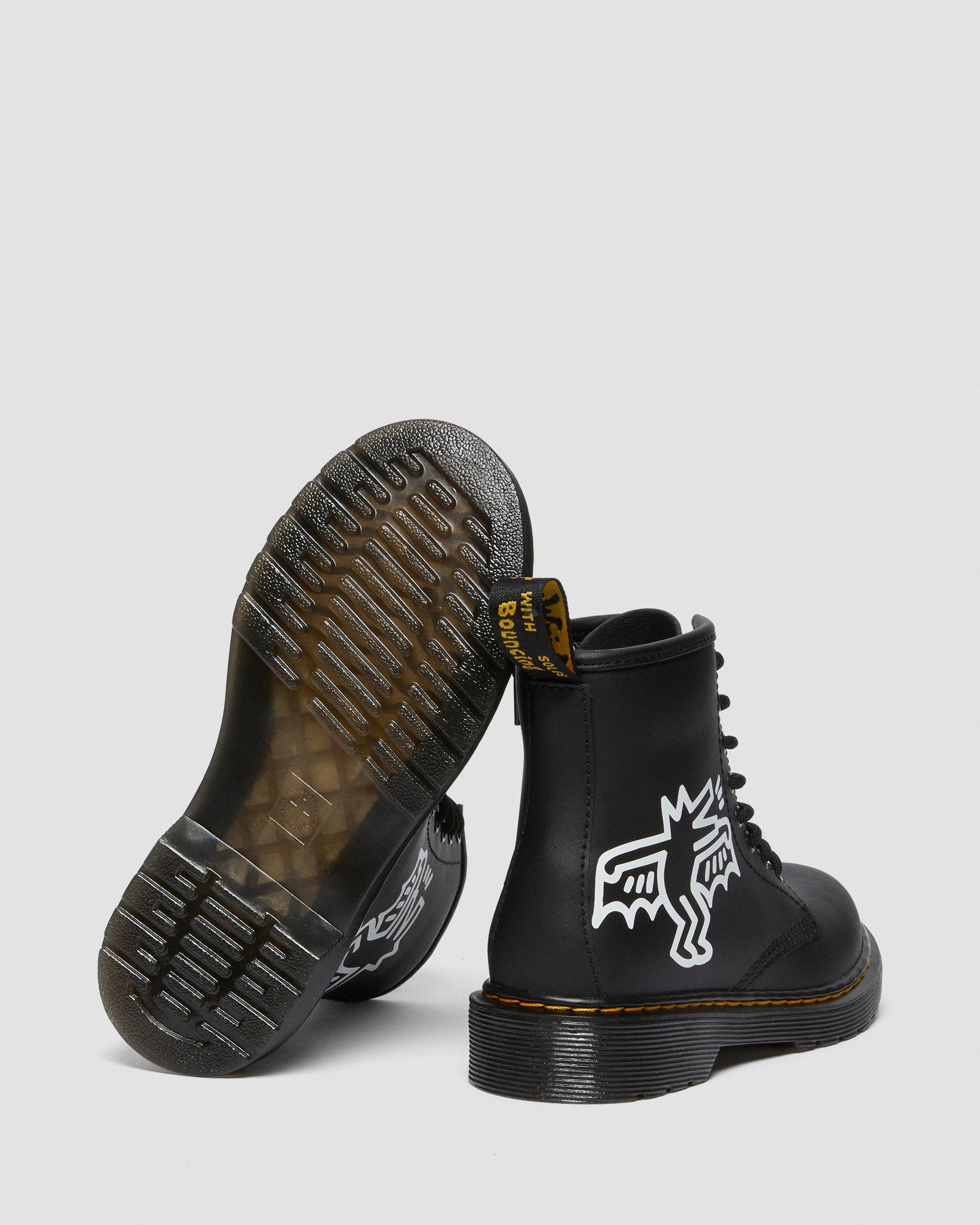 Junior Keith Haring 1460 Leather Lace Up Boots in BLACK+WHITE | Dr
