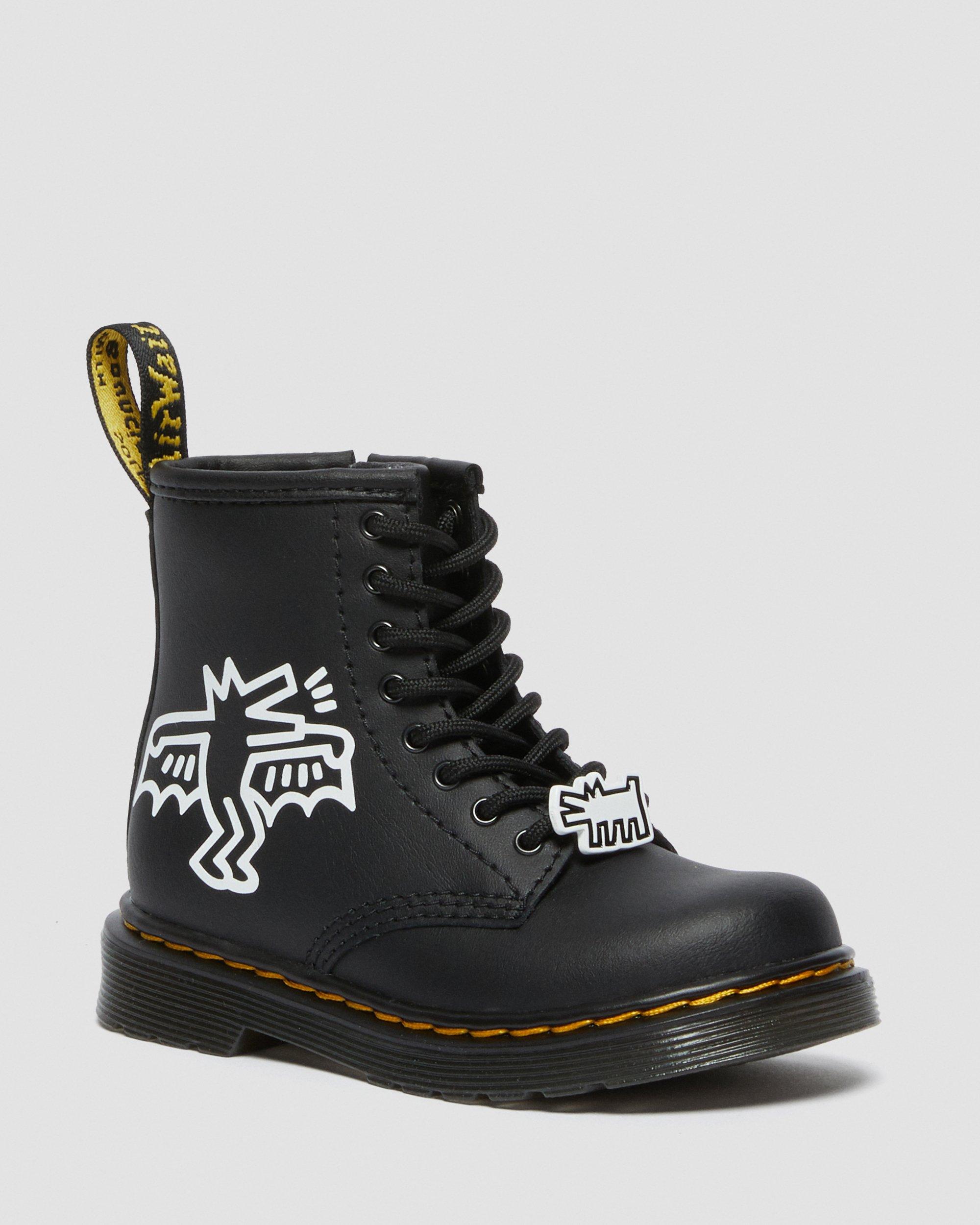 Toddler Keith Haring 1460 Leather Lace Up Boots in BLACK+WHITE
