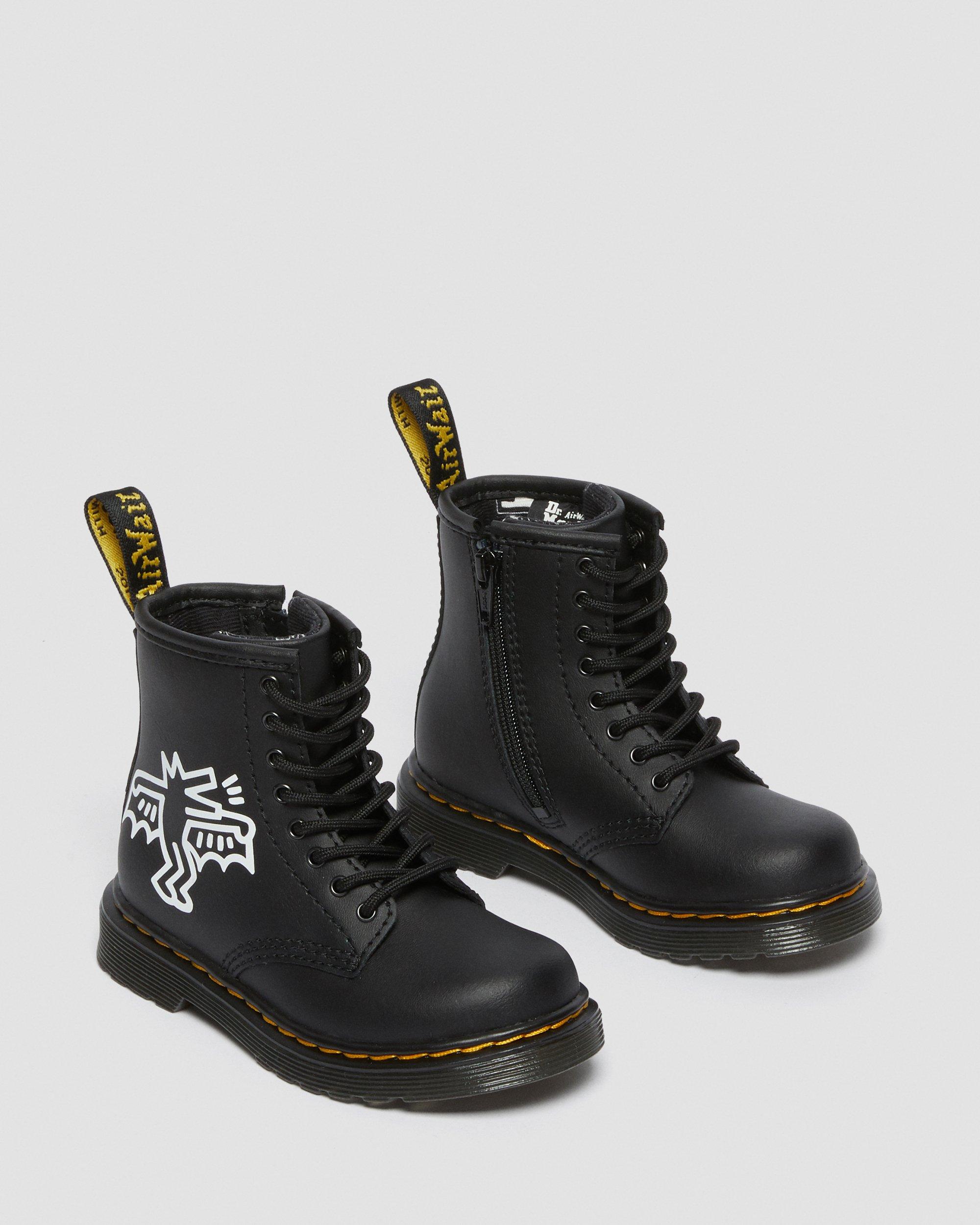 Toddler Keith Haring 1460 Leather Lace Up Boots in BLACK+WHITE