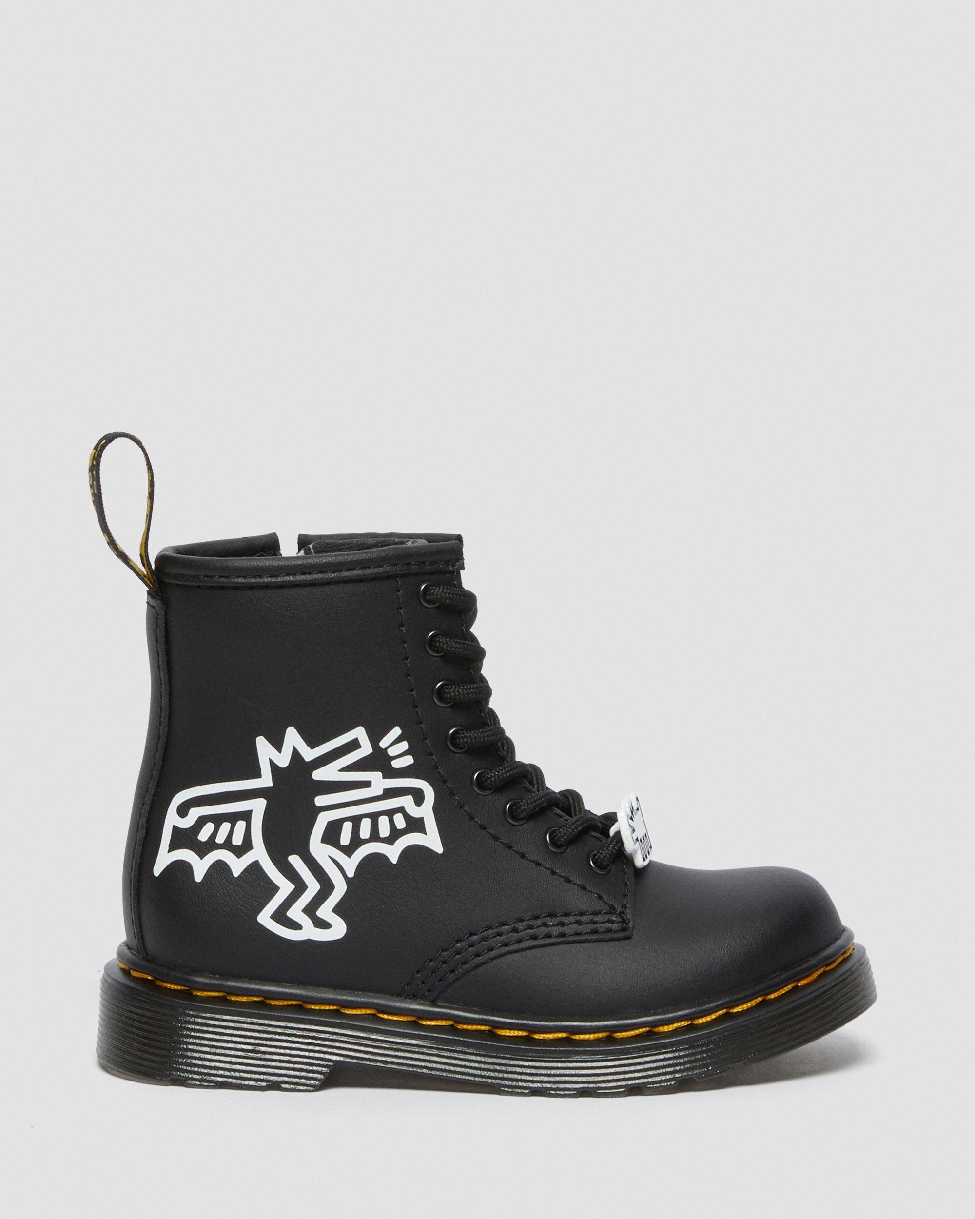 Toddler 1460 Keith Haring Leather Boots in Black+White