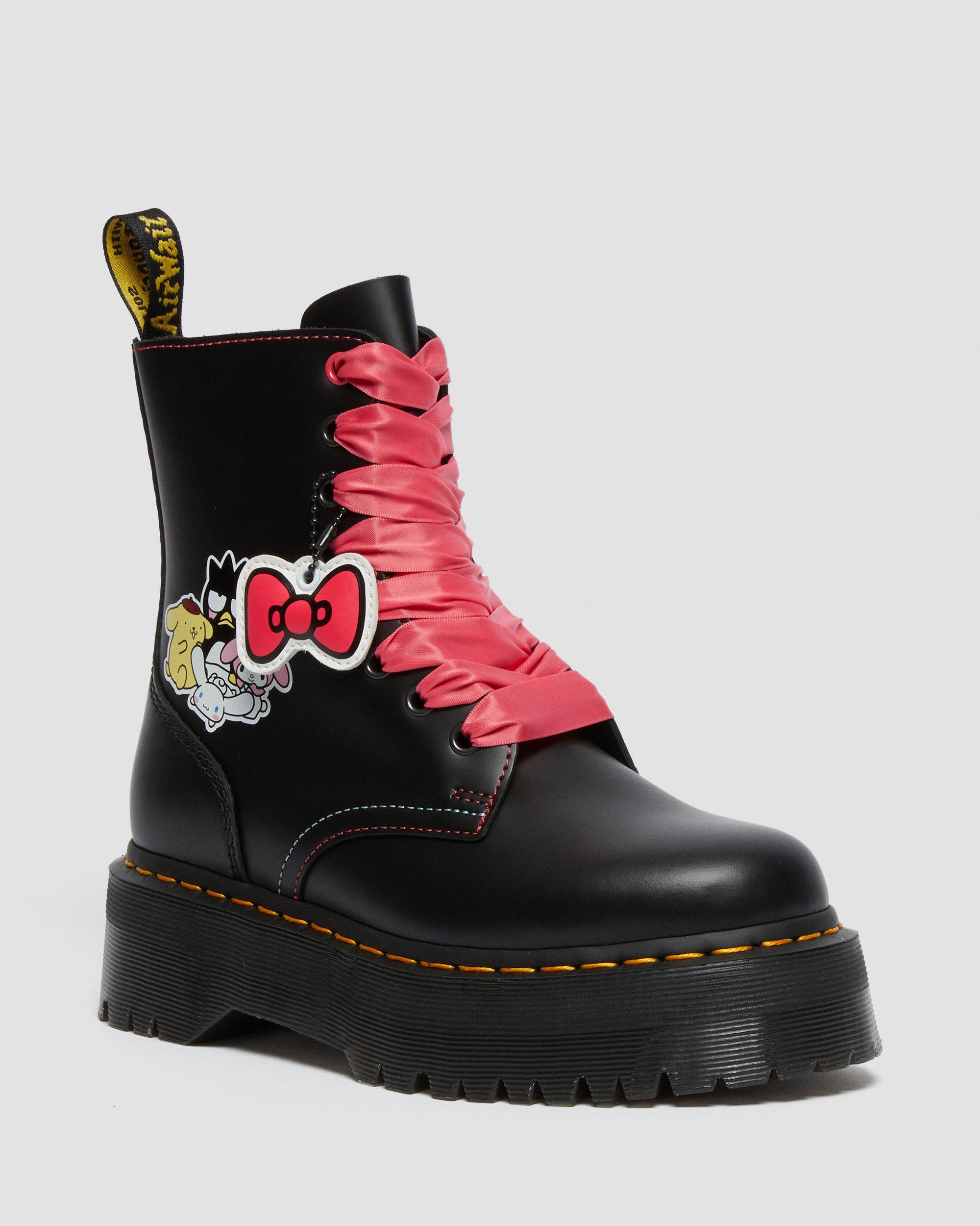 Hello Kitty & Friends Jadon Leather Platform Boots in BLACK | Dr