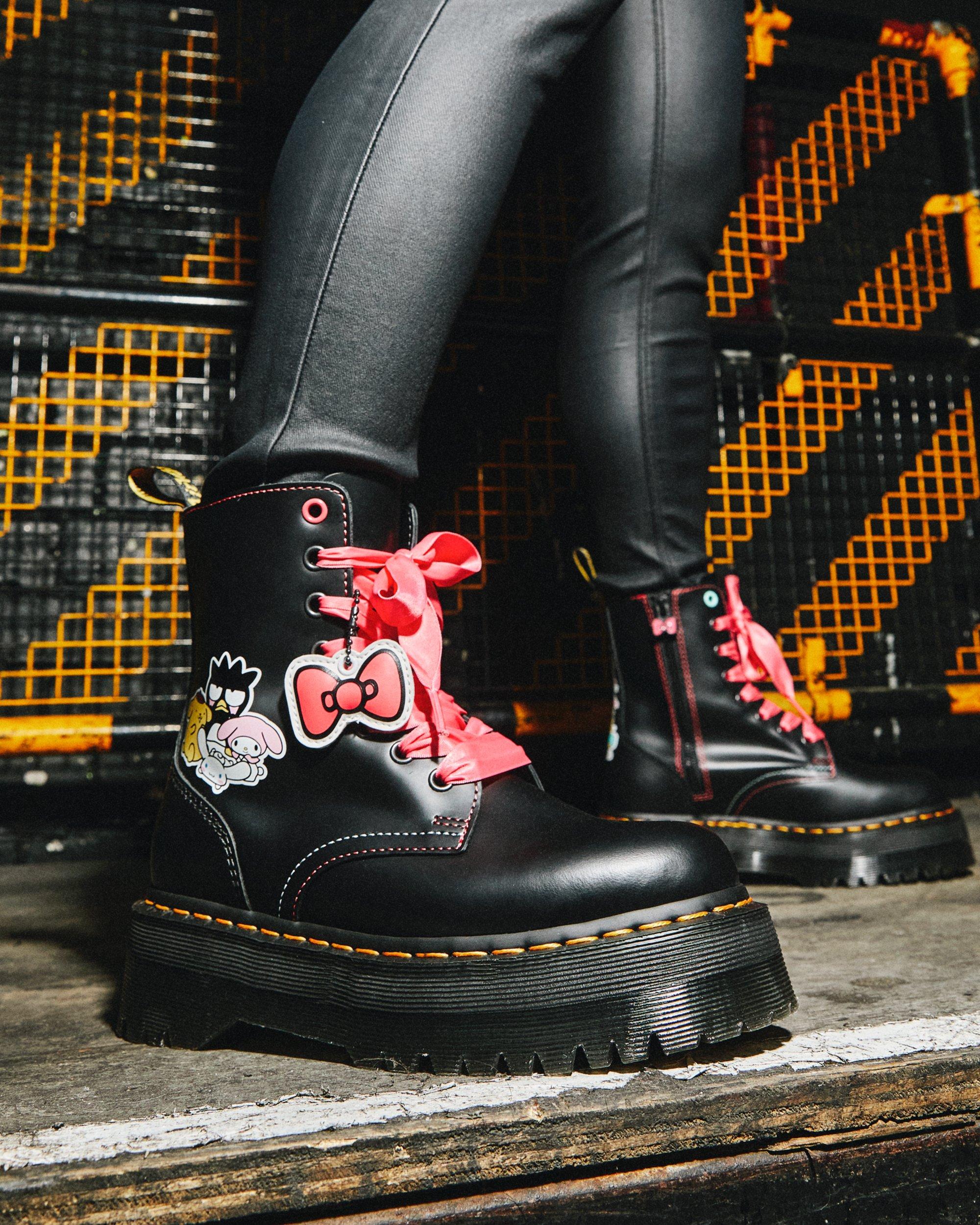Jadon Hello Kitty & Friends Leather Platform Boots  in Black